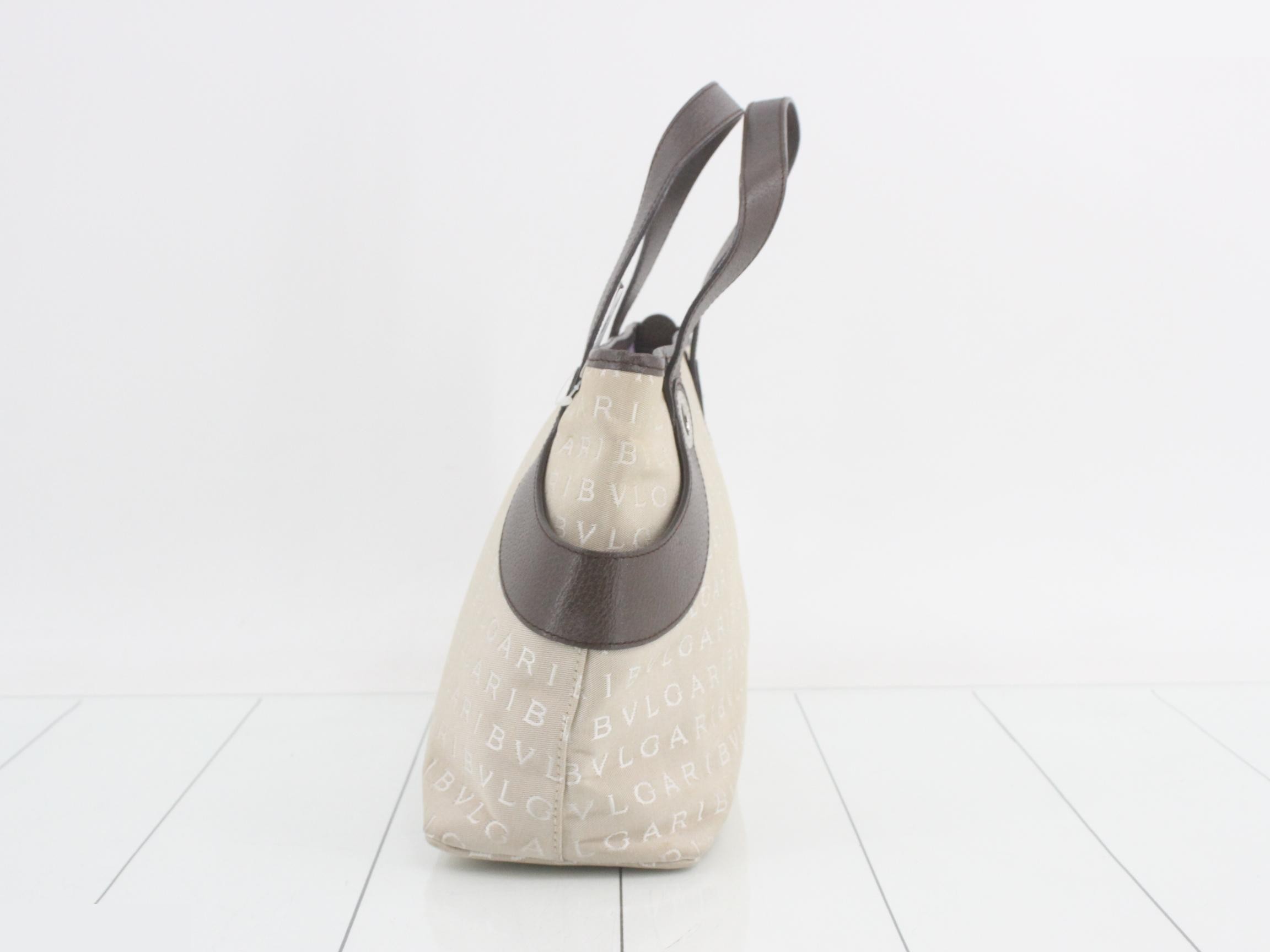 Handbag, beige canvas and leather — view 4
