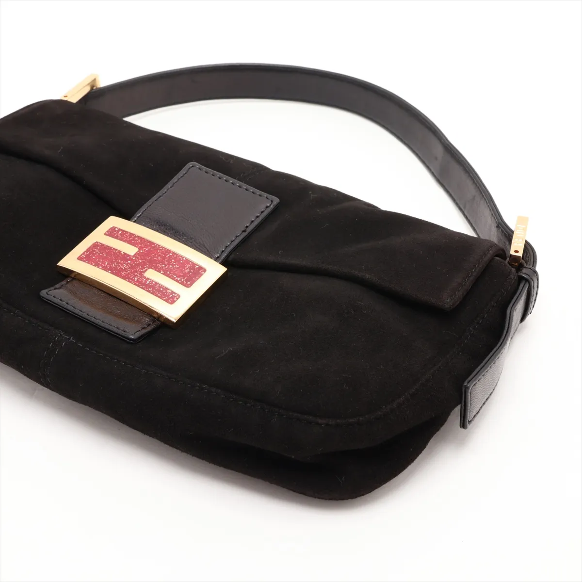 Mamma Bucket Suede x Leather Shoulder Bag, Black — view 3