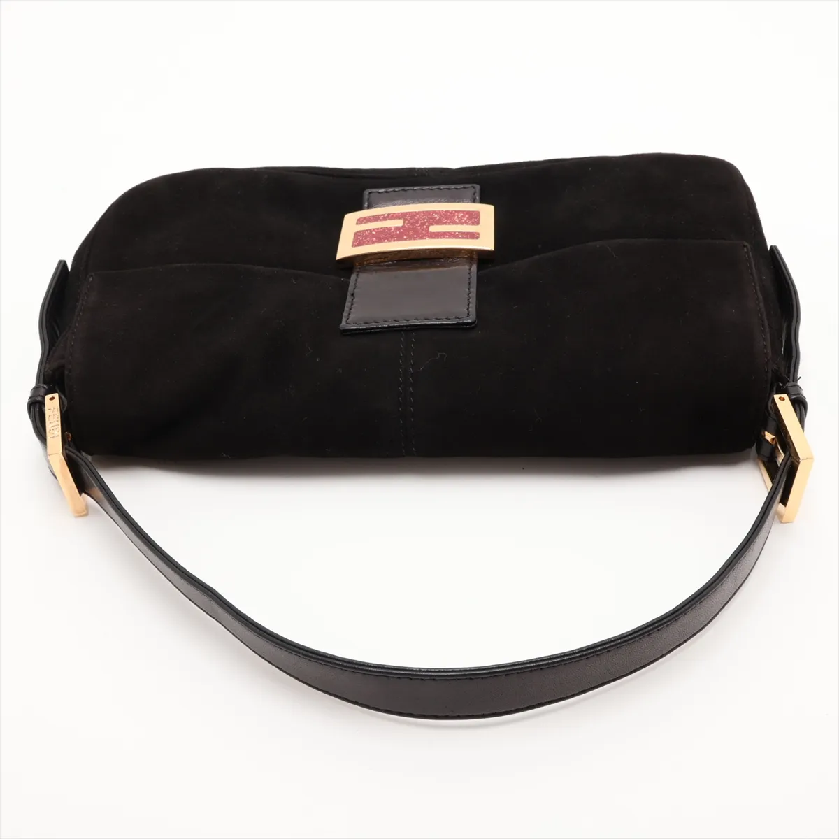 Mamma Bucket Suede x Leather Shoulder Bag, Black — view 5
