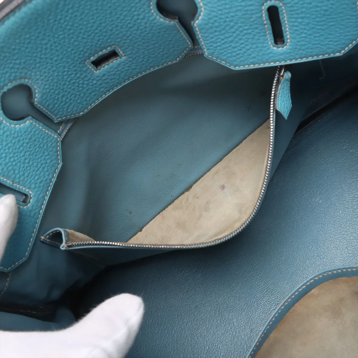 [Individually wrapped] Hermes Birkin 35 LeTourne Togo Blue Jean Silver hardware C:1999 — view 9
