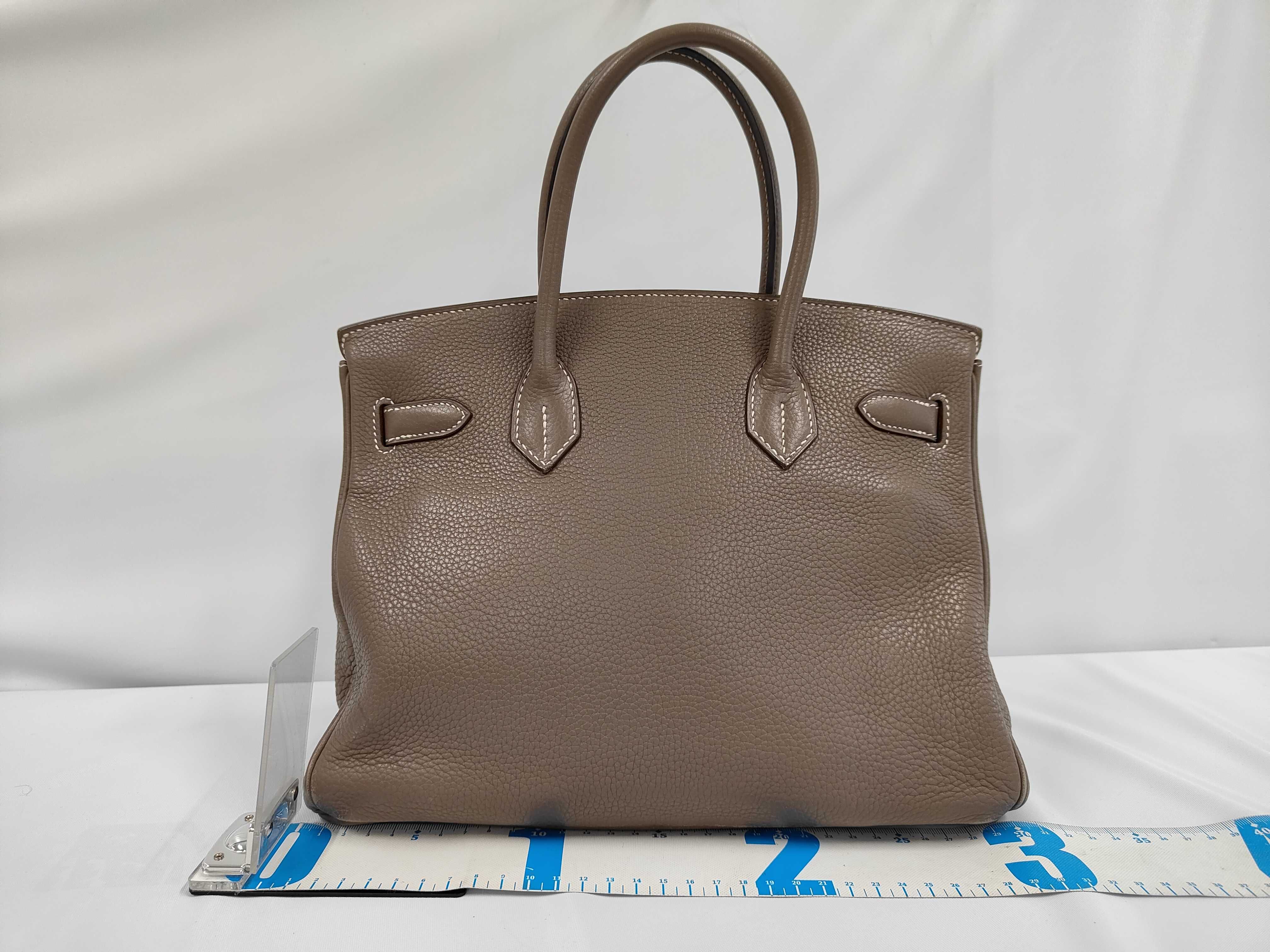Birkin 30 Handbag, L stamp, Taurillon leather, Gold hardware, Etoupe color, Includes clochette, padlock, 2 keys, and dust bag. — view 2