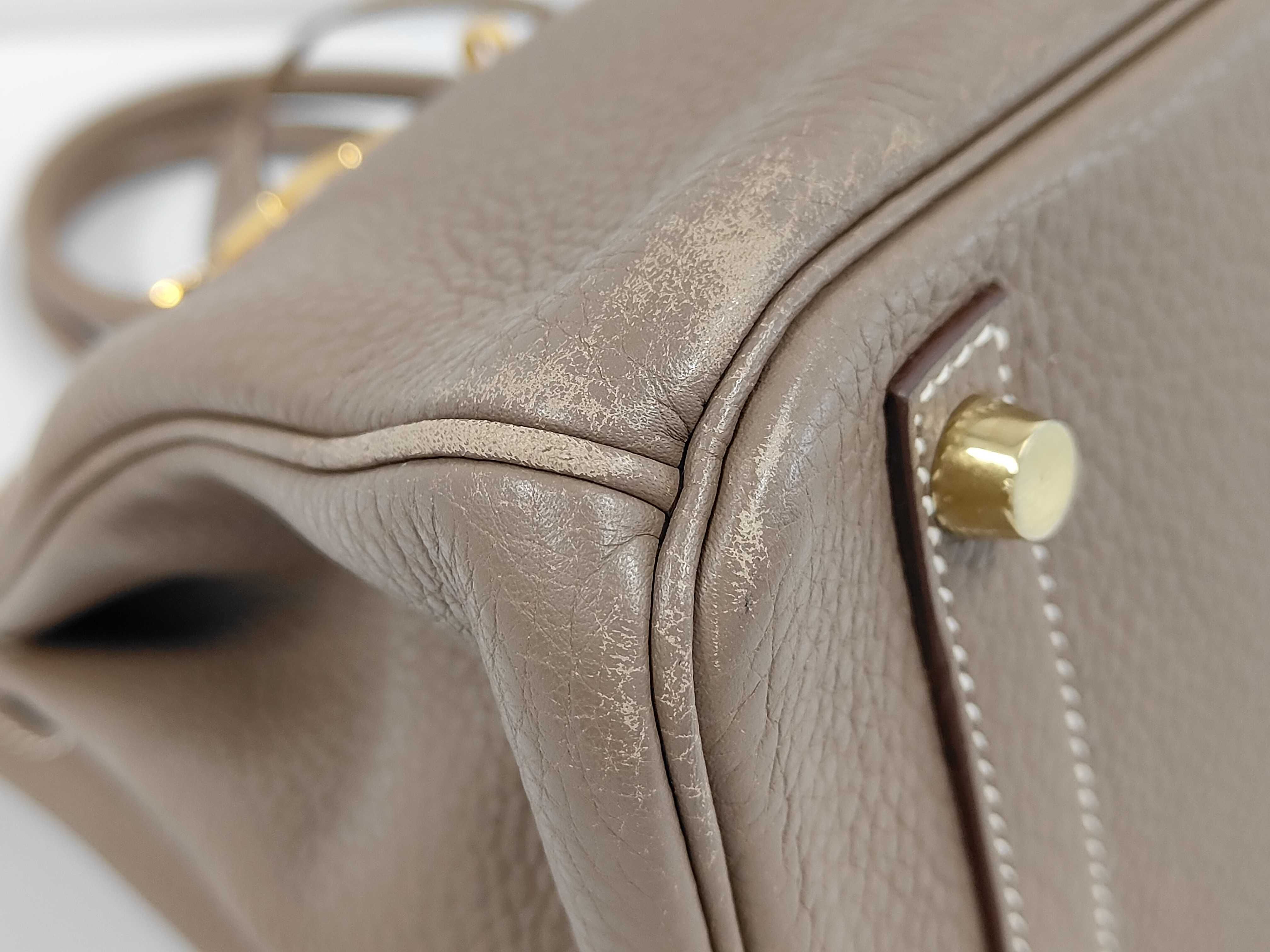 Birkin 30 Handbag, L stamp, Taurillon leather, Gold hardware, Etoupe color, Includes clochette, padlock, 2 keys, and dust bag. — view 4