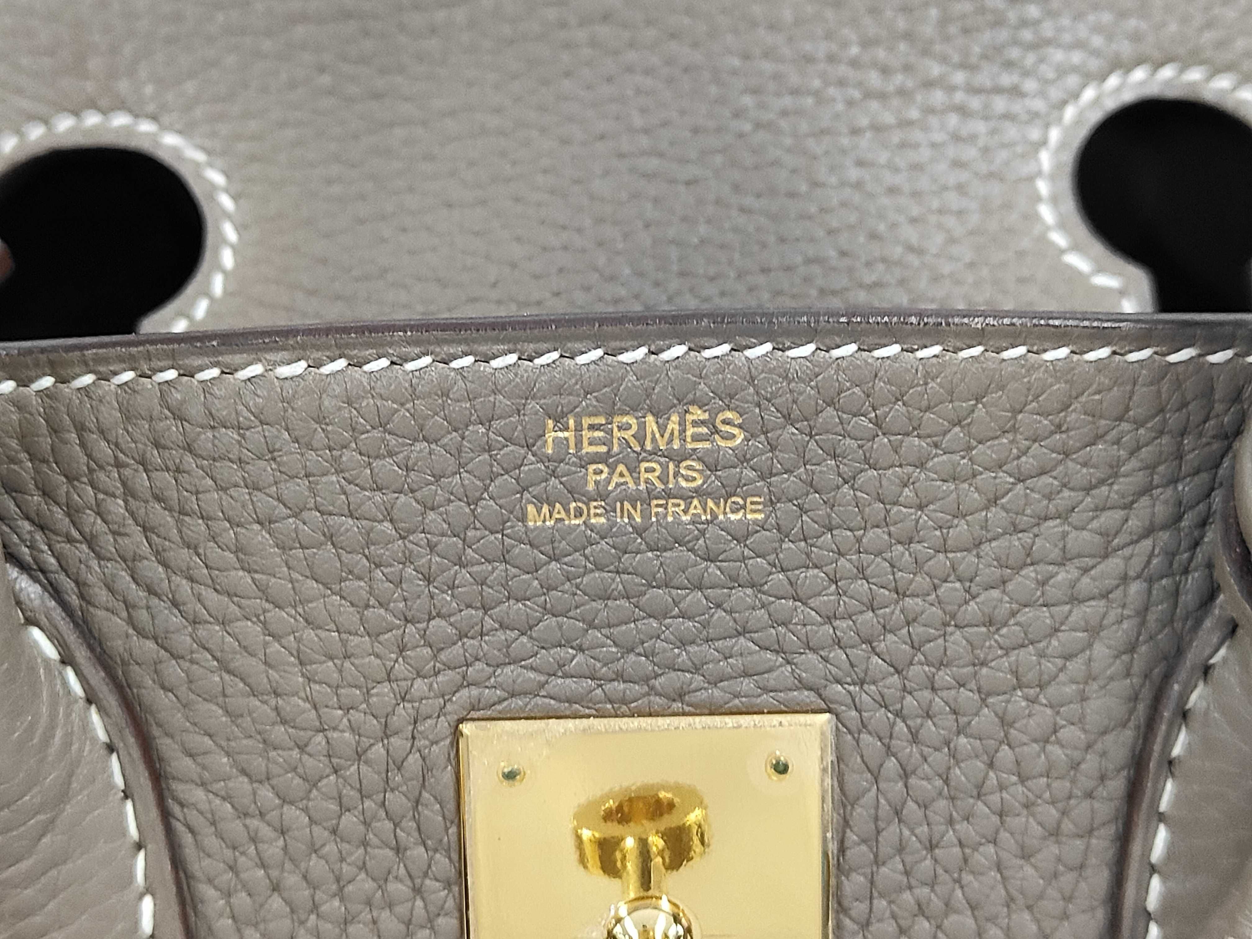 Birkin 30 Handbag, L stamp, Taurillon leather, Gold hardware, Etoupe color, Includes clochette, padlock, 2 keys, and dust bag. — view 7
