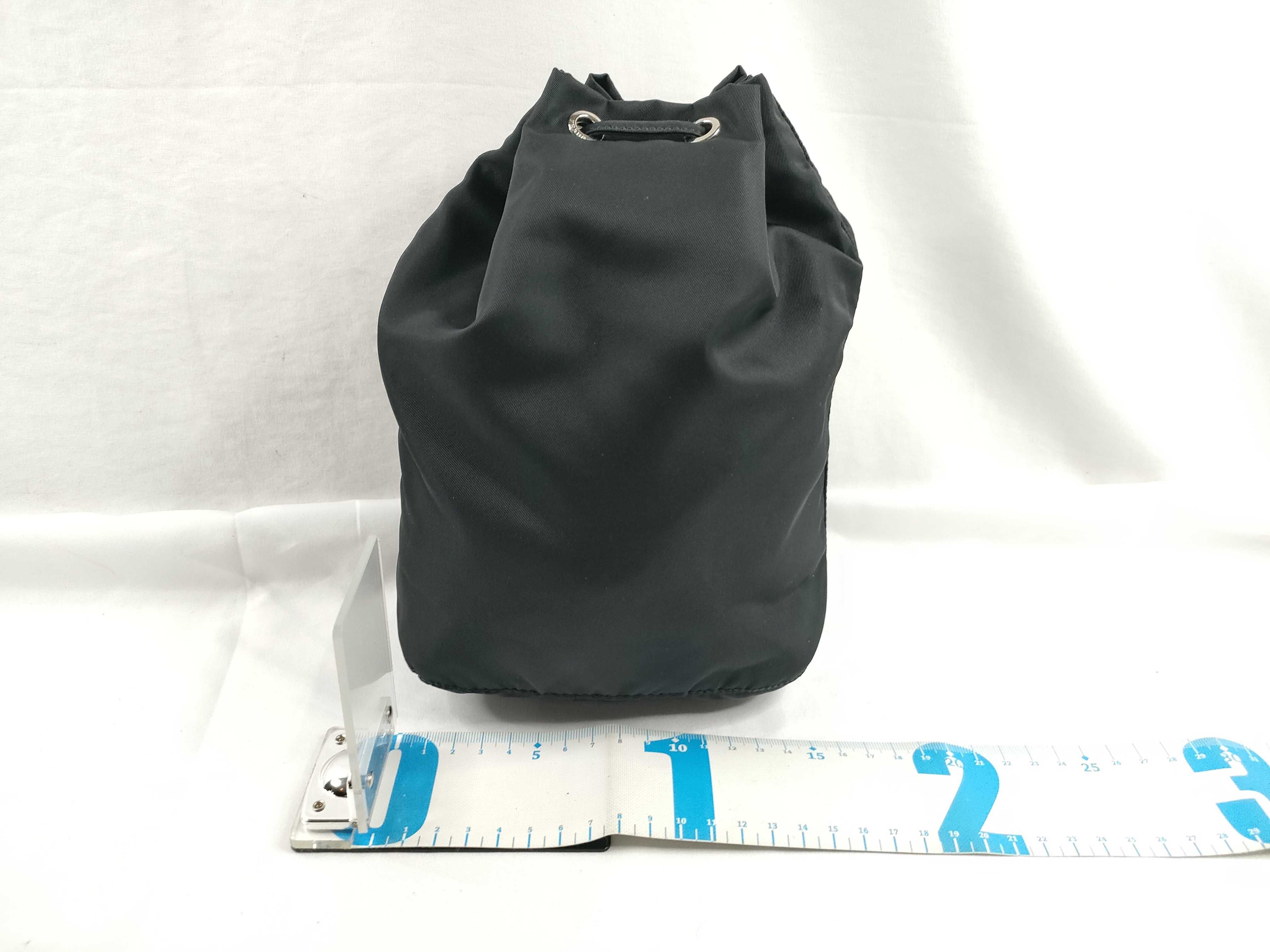nylon drawstring bag, tesuto nylon bag, black pouch. — view 2