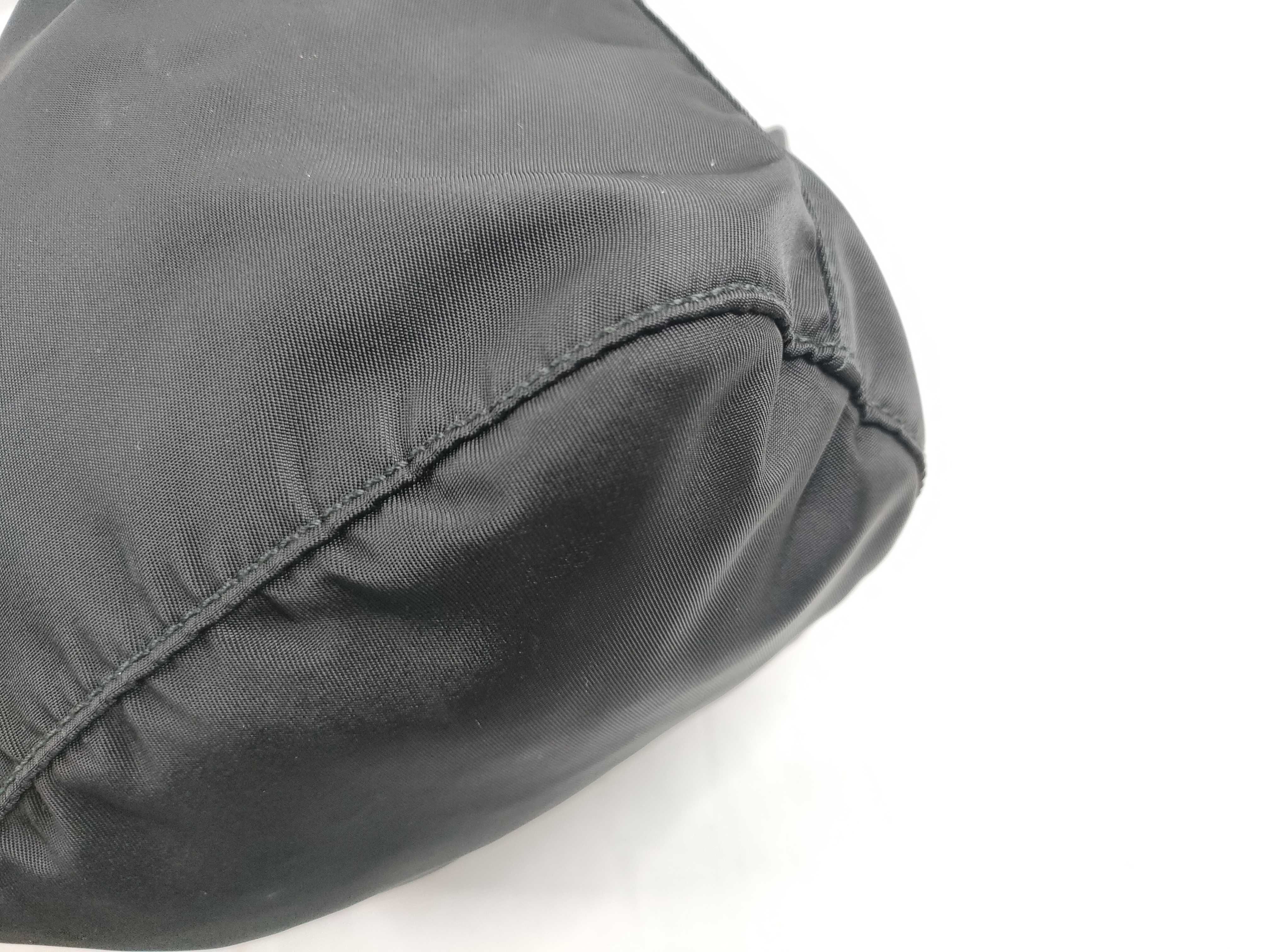 nylon drawstring bag, tesuto nylon bag, black pouch. — view 5
