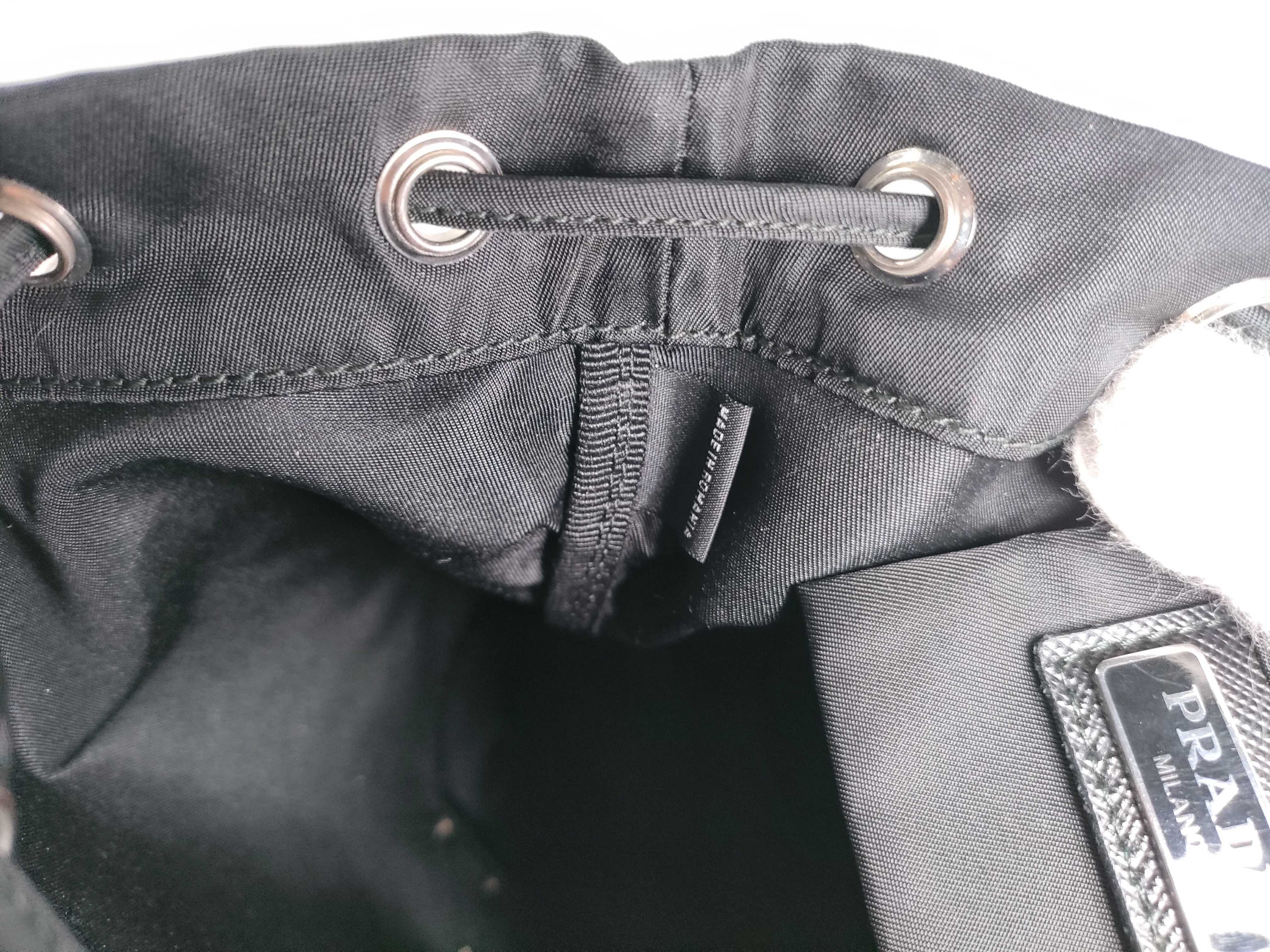 nylon drawstring bag, tesuto nylon bag, black pouch. — view 7