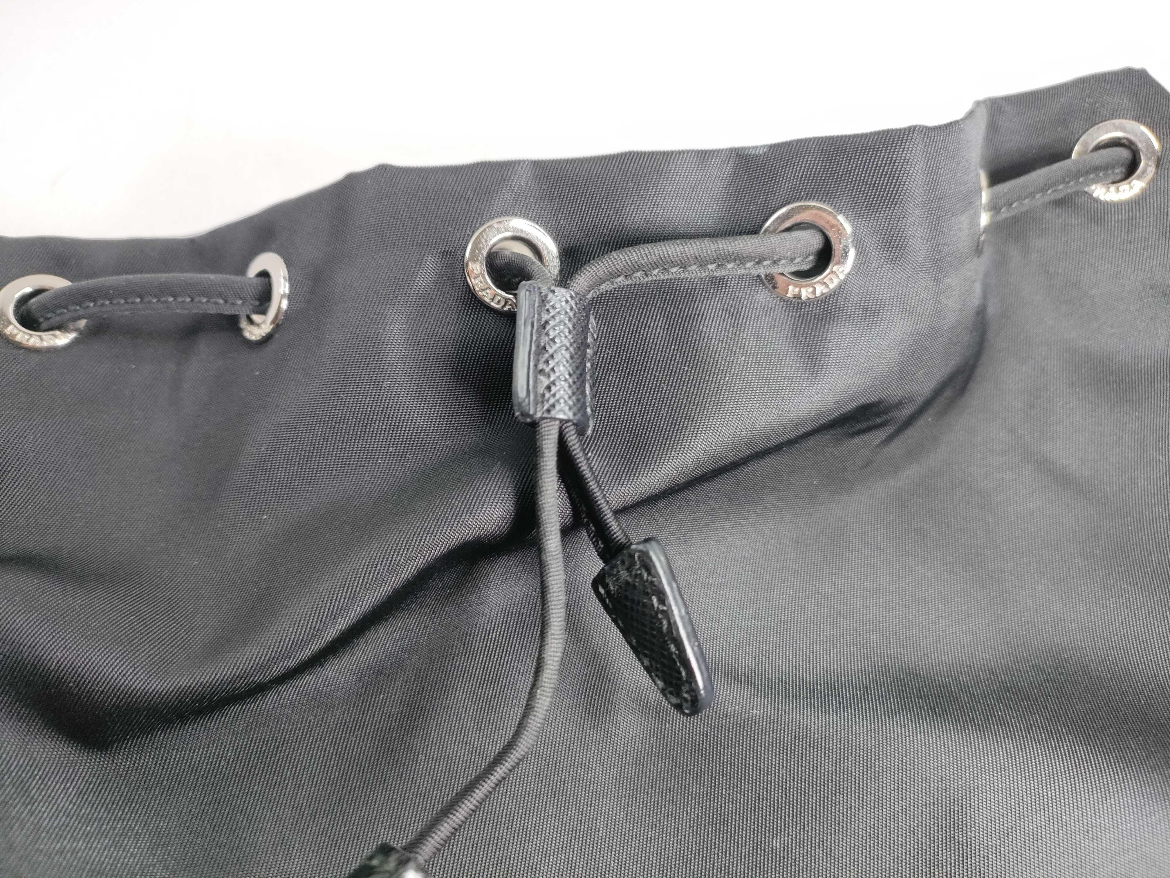 nylon drawstring bag, tesuto nylon bag, black pouch. — view 9