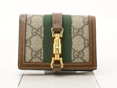 Jackie PVC x Leather Sherry Compact Wallet, Brown, with Box and Dust Bag