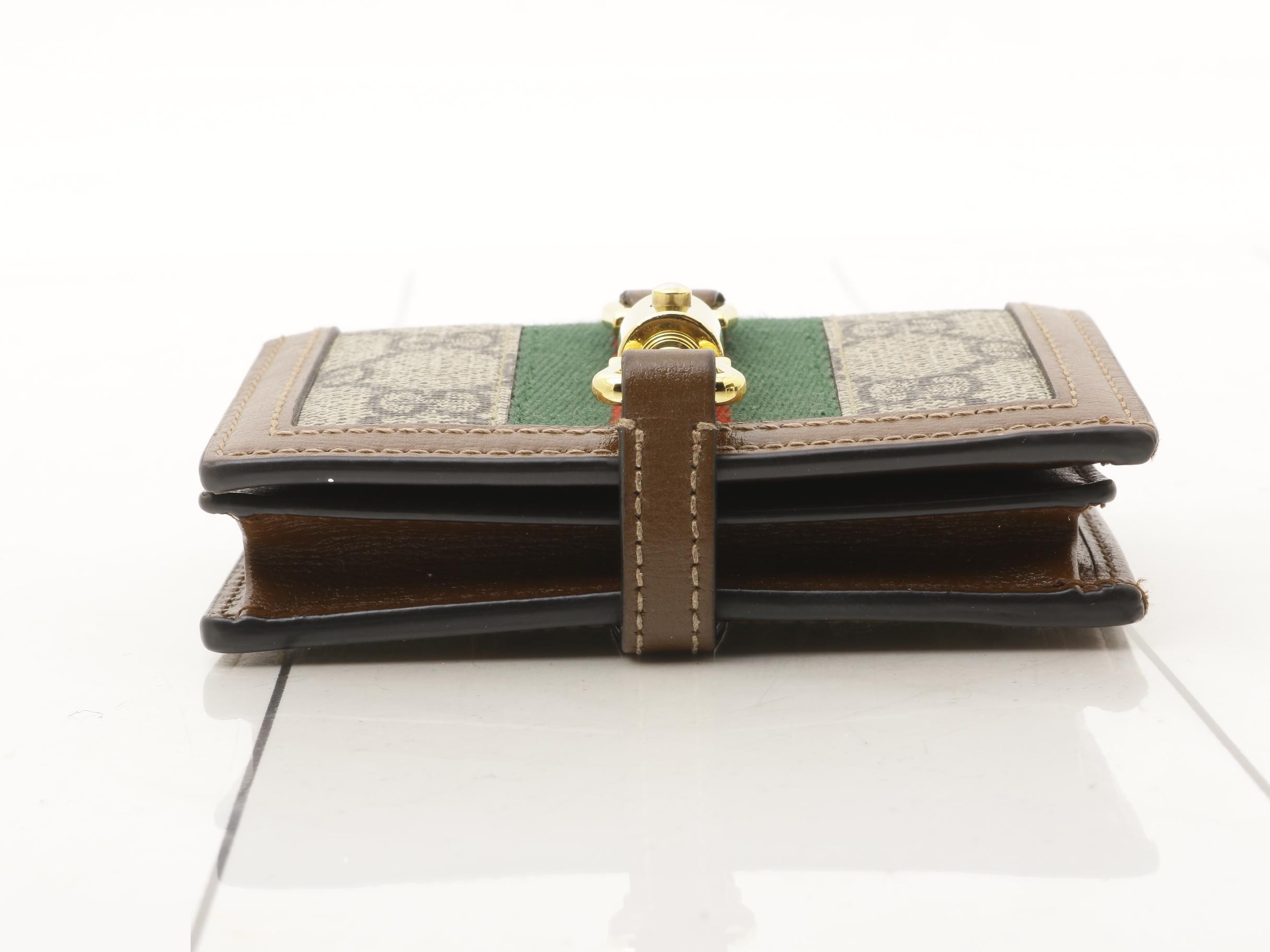 Jackie PVC x Leather Sherry Compact Wallet, Brown, with Box and Dust Bag — view 3