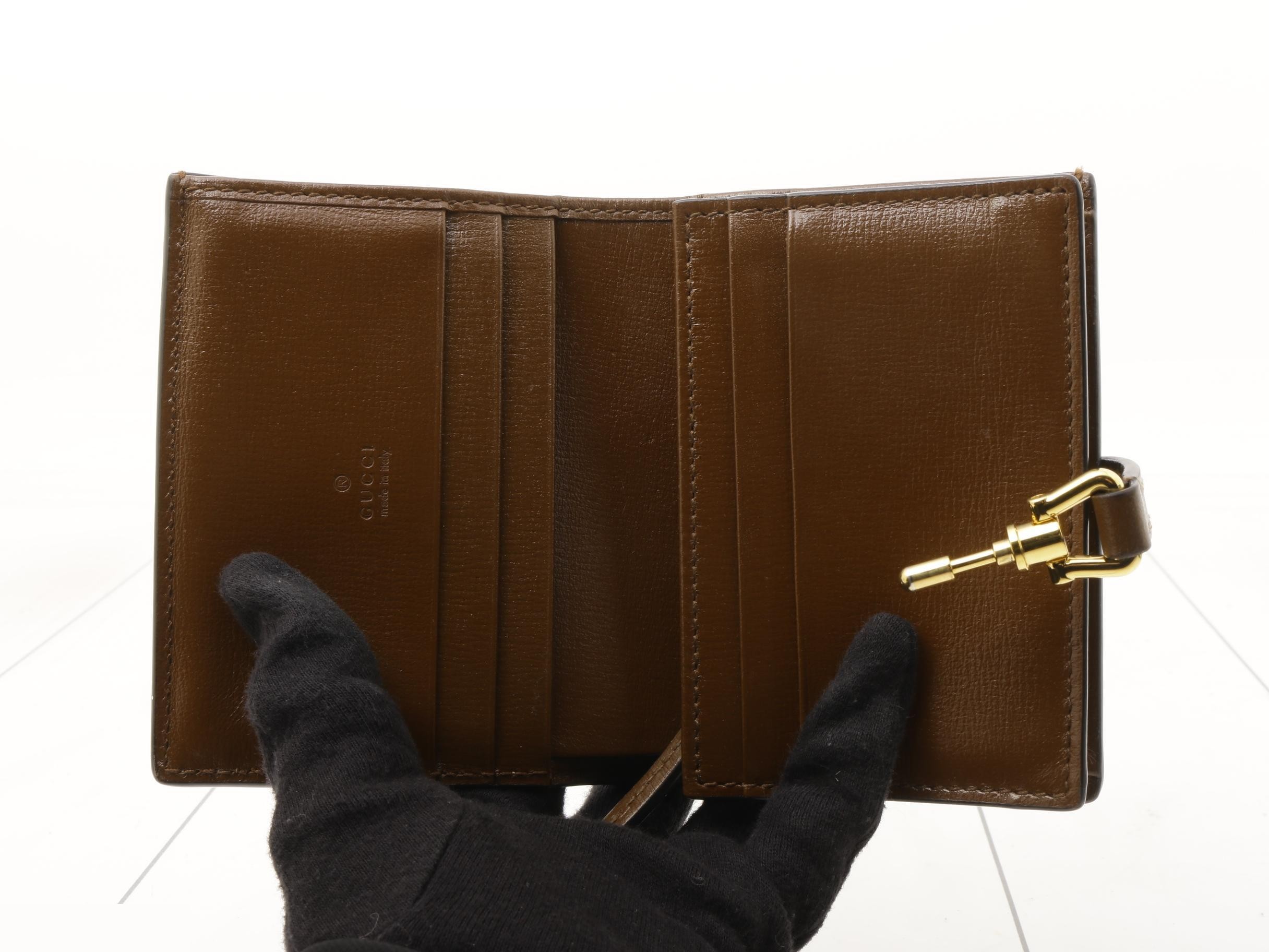 Jackie PVC x Leather Sherry Compact Wallet, Brown, with Box and Dust Bag — view 4