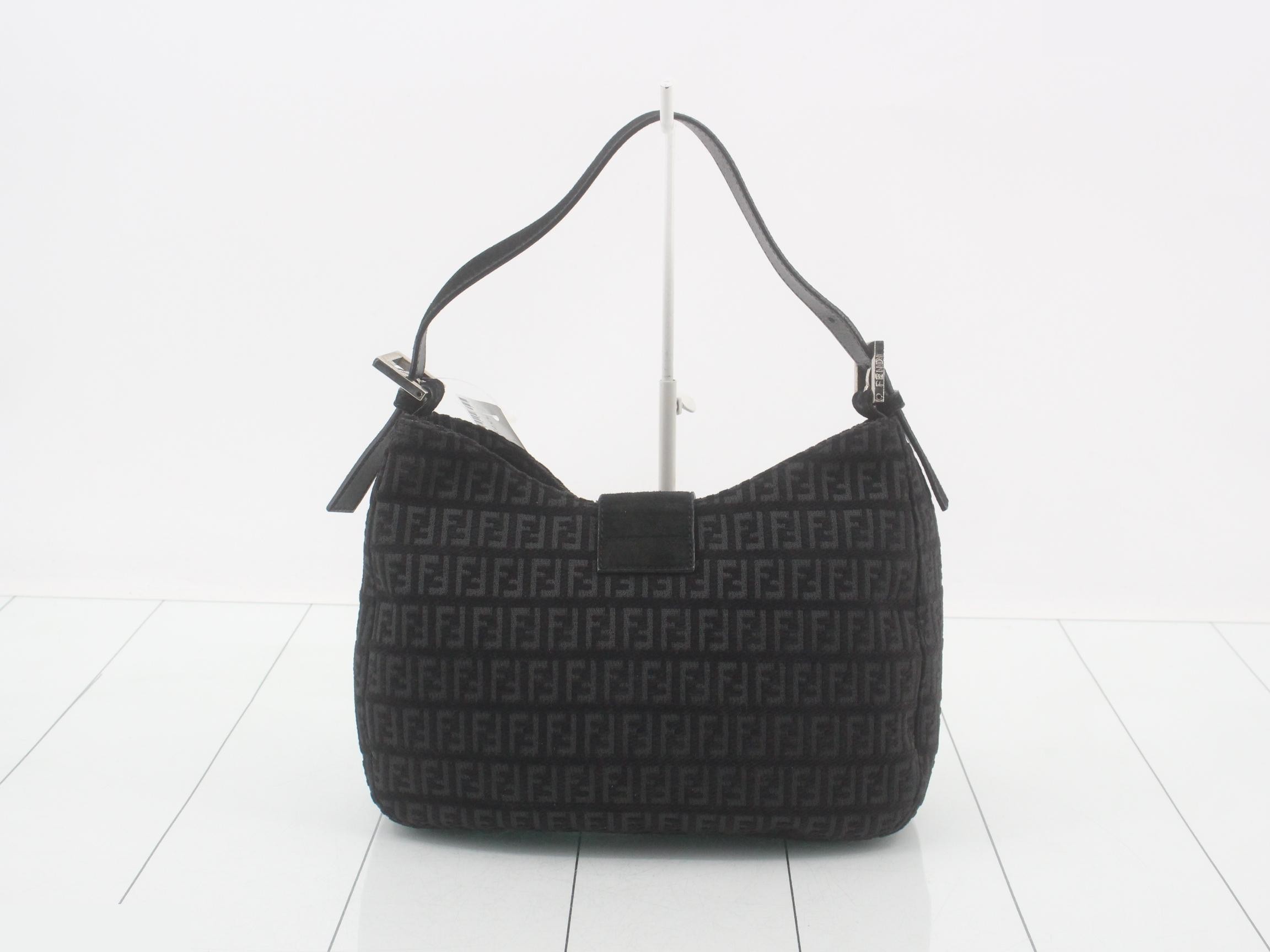 Zucchino Shoulder Bag, Canvas/Leather, Black — view 2