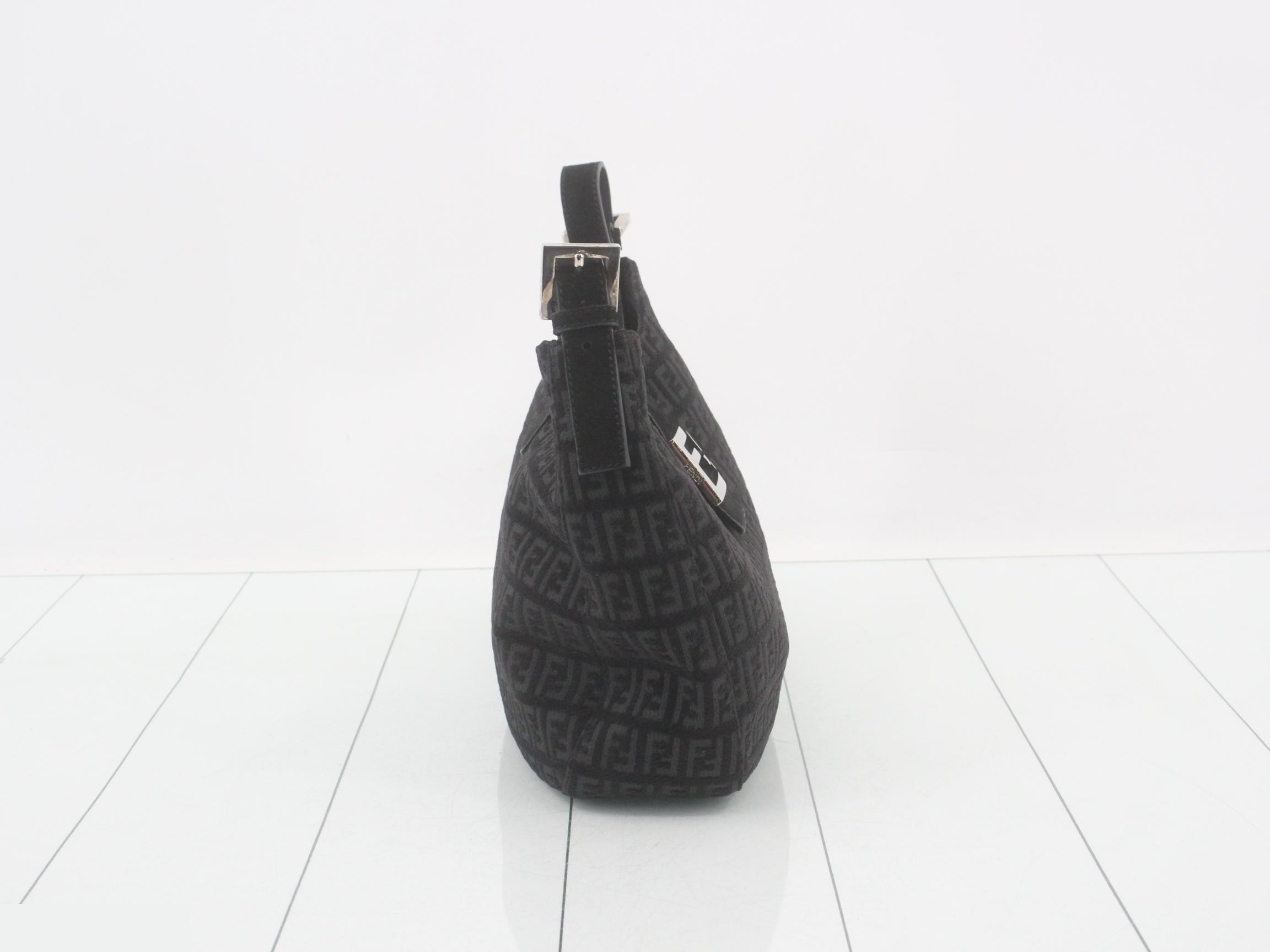 Zucchino Shoulder Bag, Canvas/Leather, Black — view 4