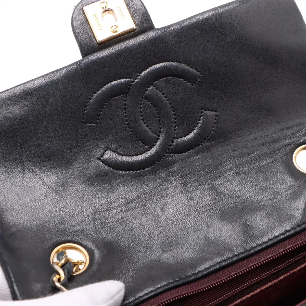 Mini Matelasse Lambskin Single Flap Single Chain Bag Black Gold Hardware 1499463 No. 1 — view 12