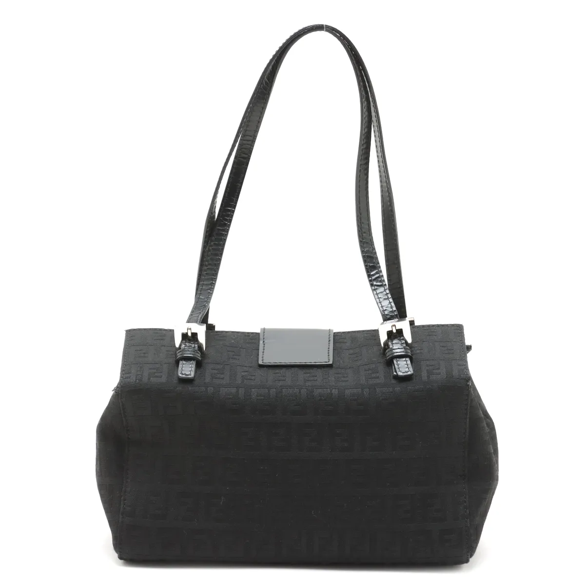 Zucchino Canvas x Leather Shoulder Bag, Black — view 2