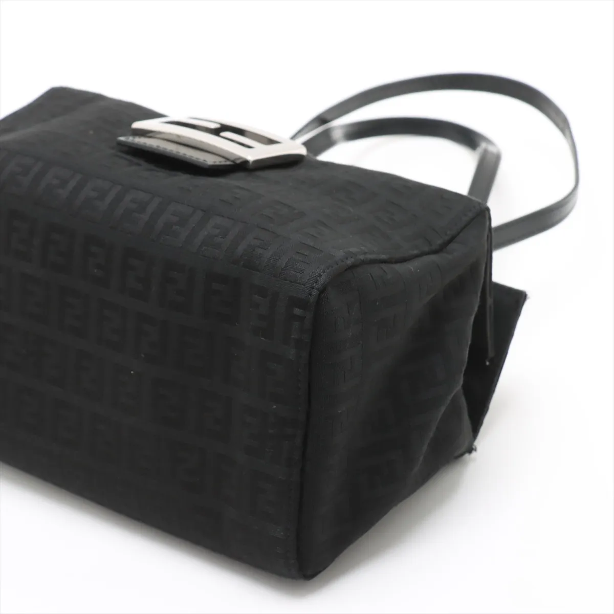Zucchino Canvas x Leather Shoulder Bag, Black — view 3