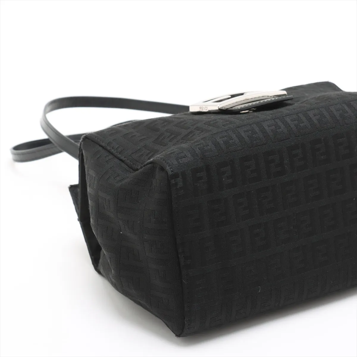 Zucchino Canvas x Leather Shoulder Bag, Black — view 4
