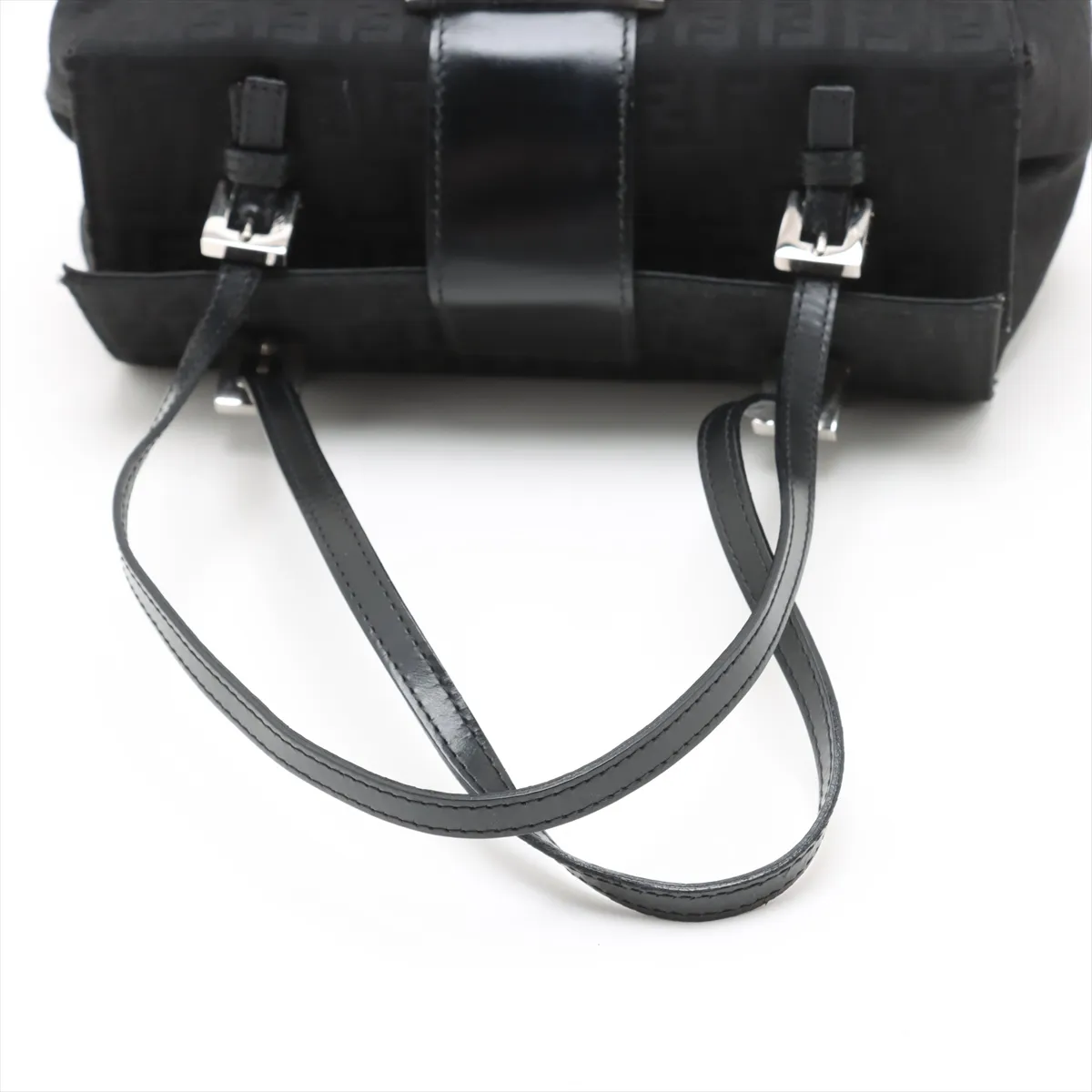 Zucchino Canvas x Leather Shoulder Bag, Black — view 5