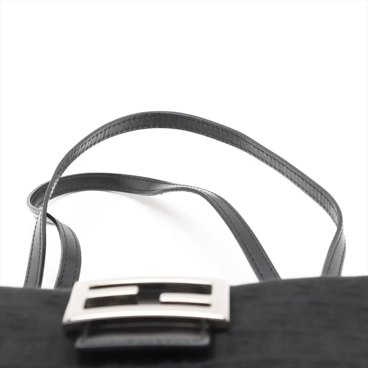 Zucchino Canvas x Leather Shoulder Bag, Black — view 6