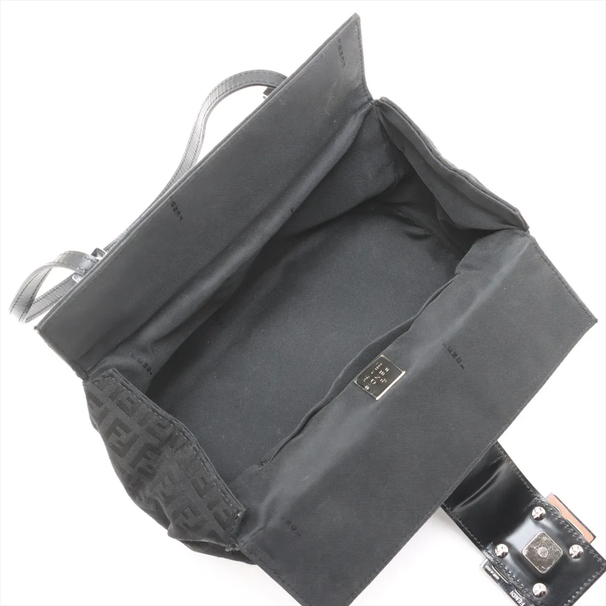 Zucchino Canvas x Leather Shoulder Bag, Black — view 7