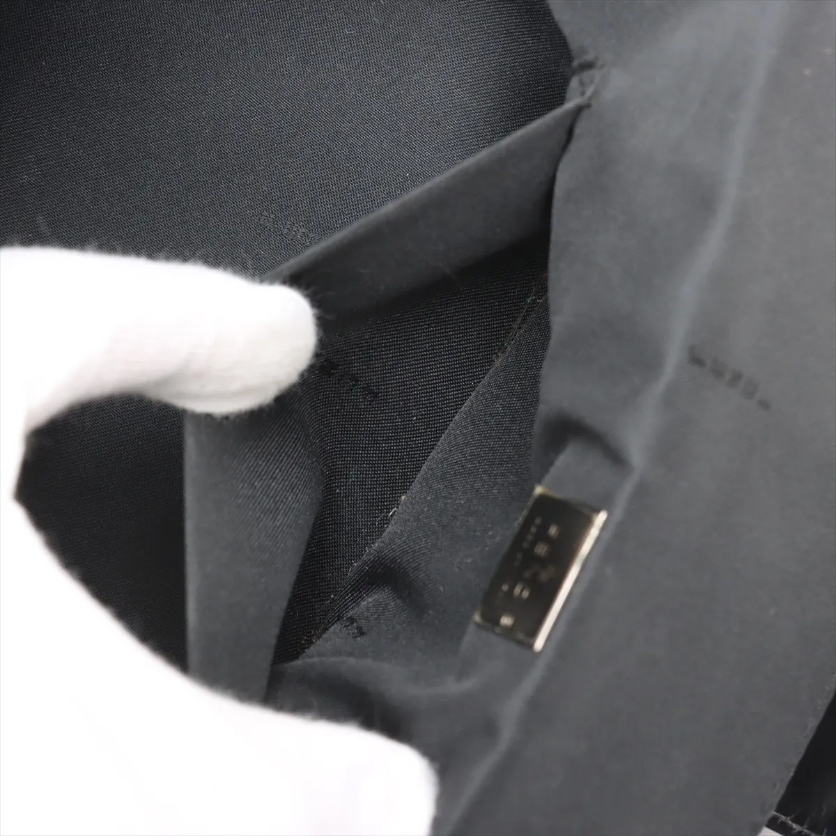 Zucchino Canvas x Leather Shoulder Bag, Black — view 8