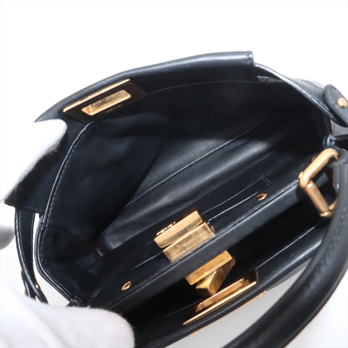Mini Peekaboo Leather 2WAY Bag Black 8BN244 — view 8