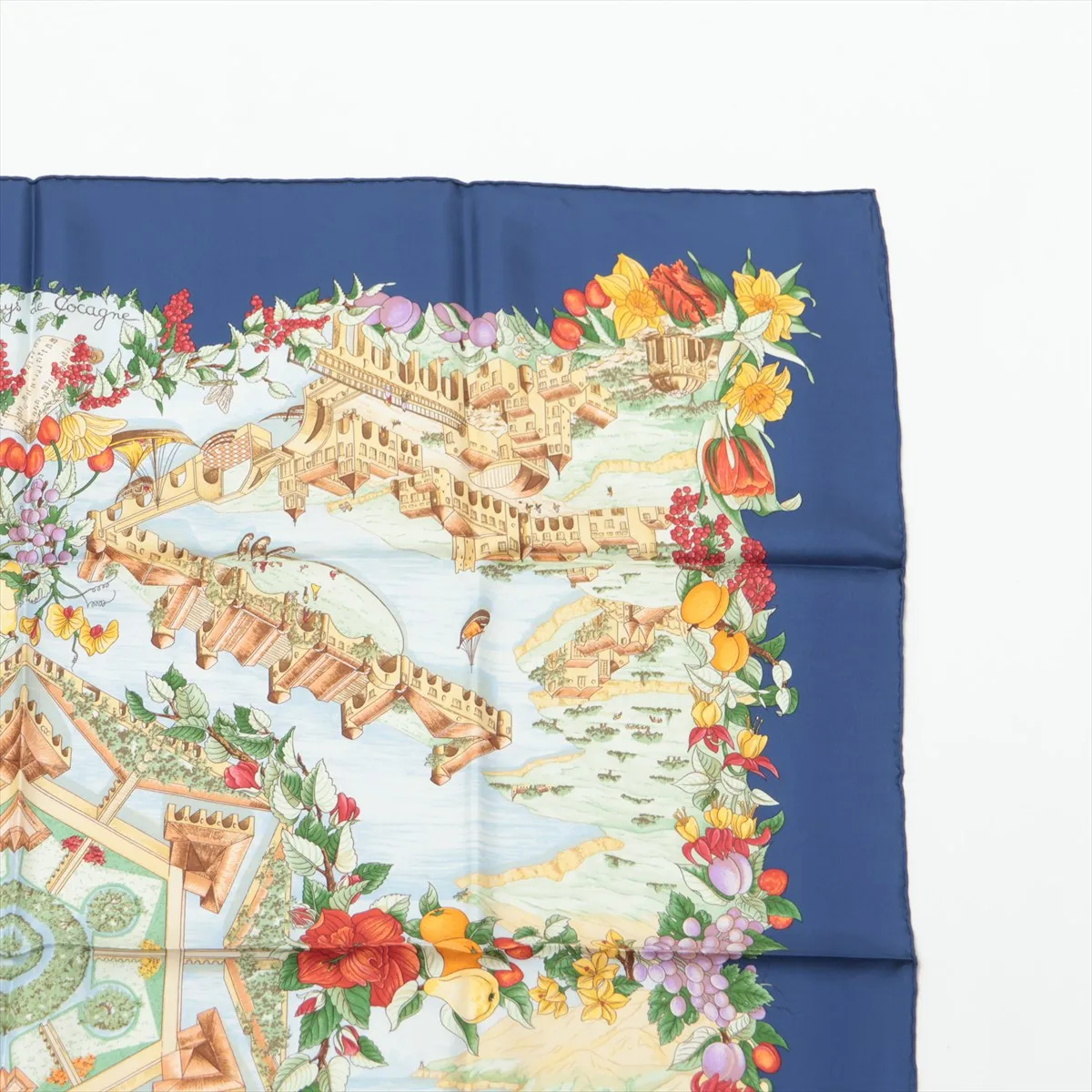 Carre 90 Au Pays de Cocagne In Paradise Scarf Silk Navy — view 3