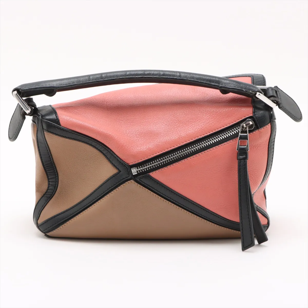 Puzzle Bag Small Leather 2WAY Handbag Black x Pink — view 2