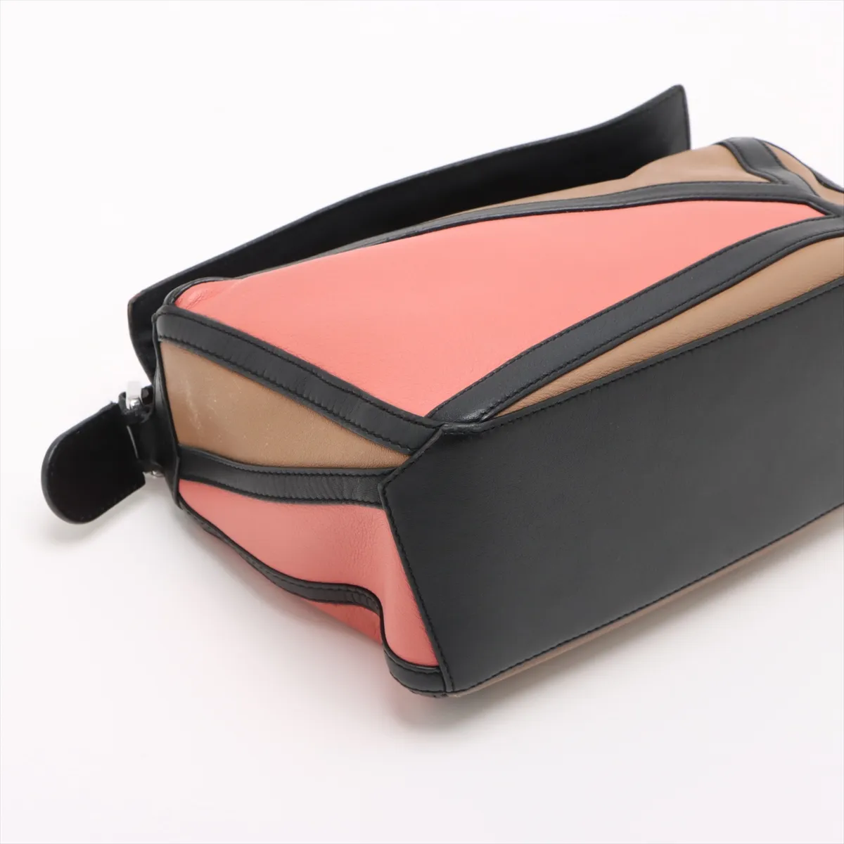 Puzzle Bag Small Leather 2WAY Handbag Black x Pink — view 4