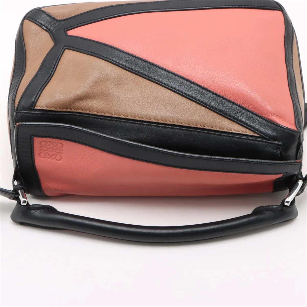 Puzzle Bag Small Leather 2WAY Handbag Black x Pink — view 5