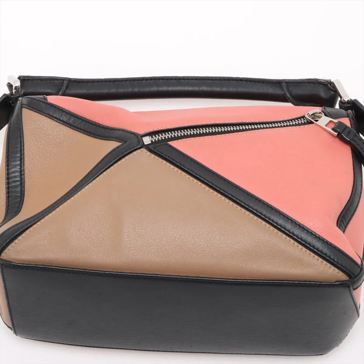 Puzzle Bag Small Leather 2WAY Handbag Black x Pink — view 6