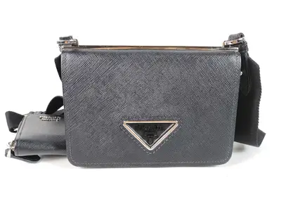 Saffiano Shoulder Bag, Black