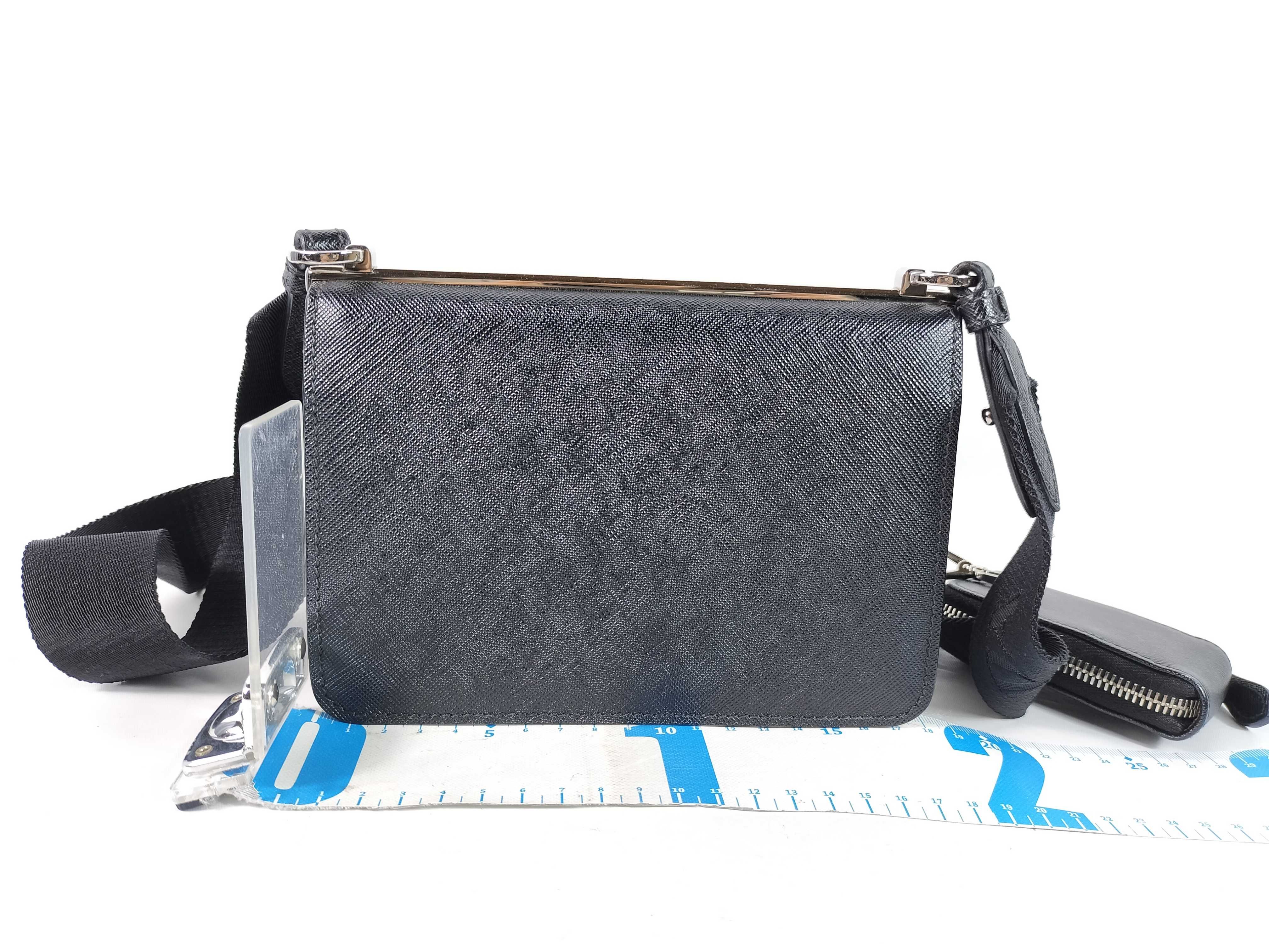 Saffiano Shoulder Bag, Black — view 2