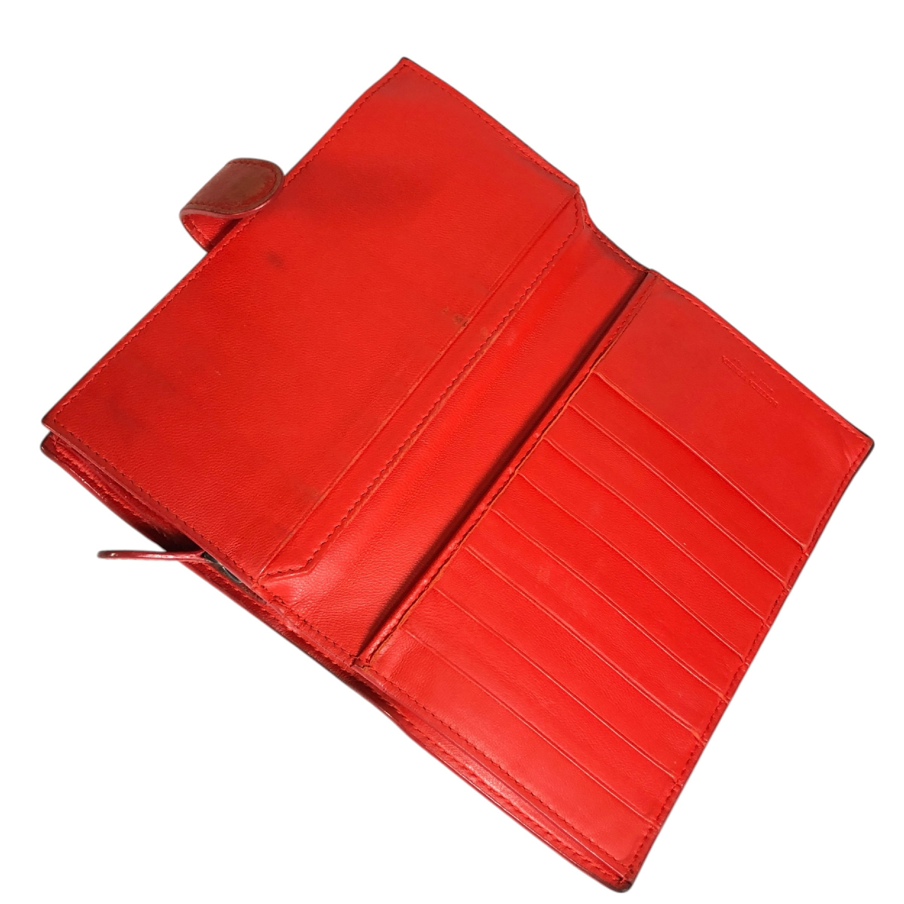 Intrecciato Long Wallet with Coin Pocket, Red, Genuine Leather, Made in Italy, Comes with Dust Bag and Box. — view 7
