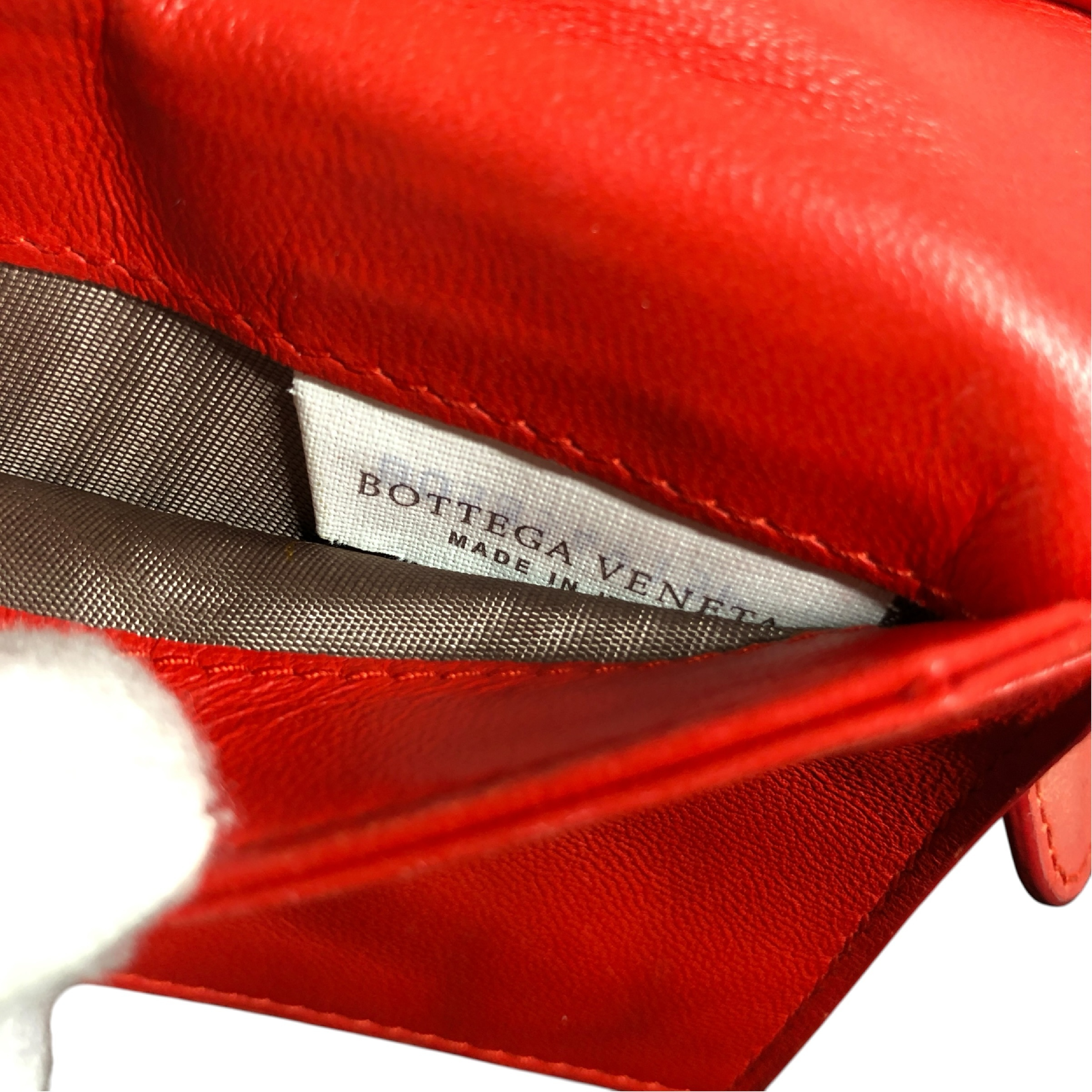 Intrecciato Long Wallet with Coin Pocket, Red, Genuine Leather, Made in Italy, Comes with Dust Bag and Box. — view 9