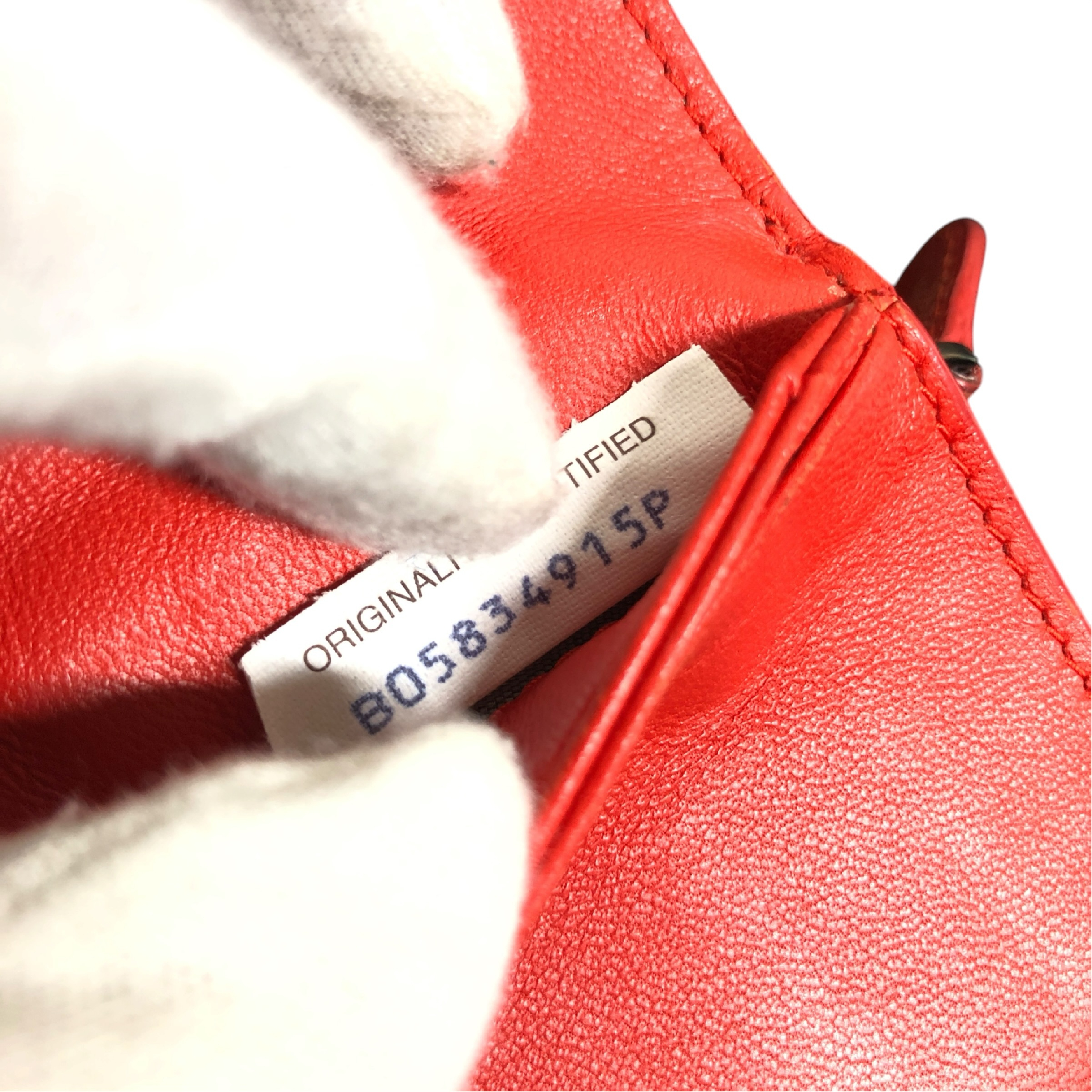 Intrecciato Long Wallet with Coin Pocket, Red, Genuine Leather, Made in Italy, Comes with Dust Bag and Box. — view 10