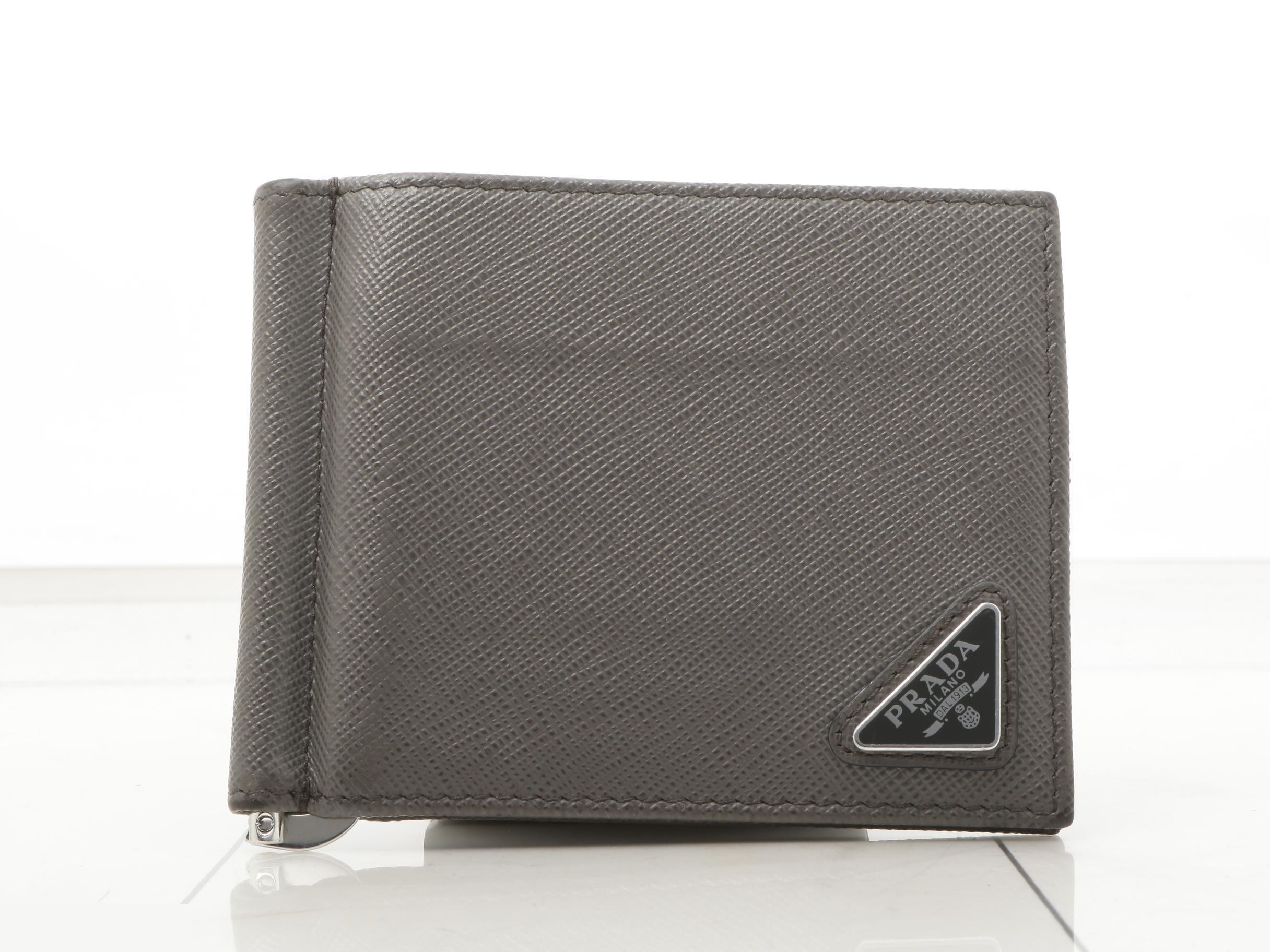 Saffiano Triangle Wallet with Money Clip