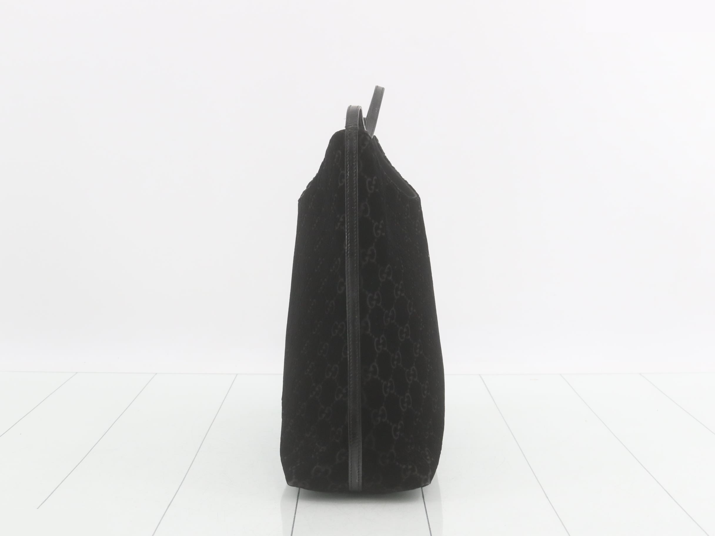 GG Suede One-Shoulder Bag, Black — view 3