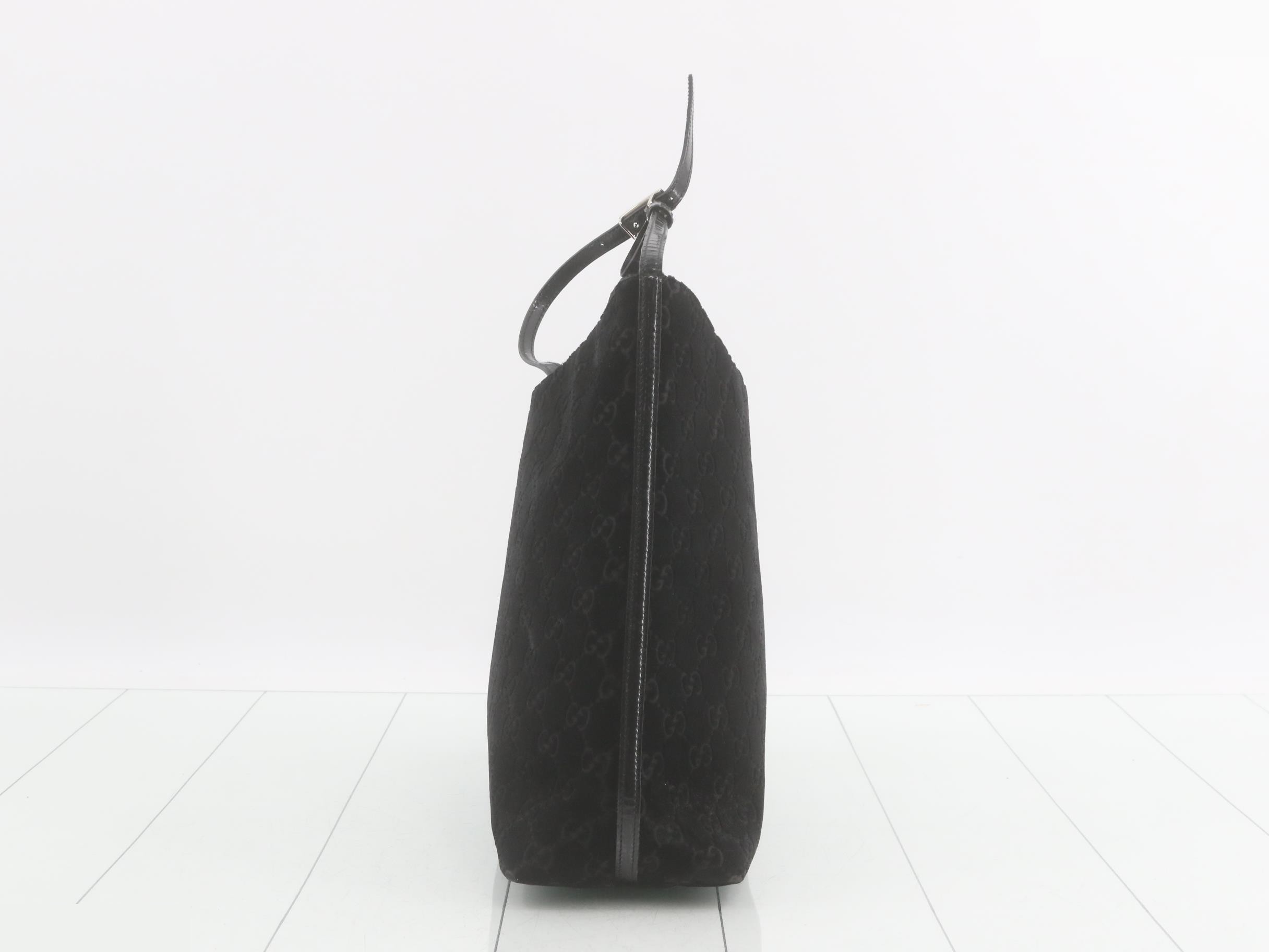 GG Suede One-Shoulder Bag, Black — view 4
