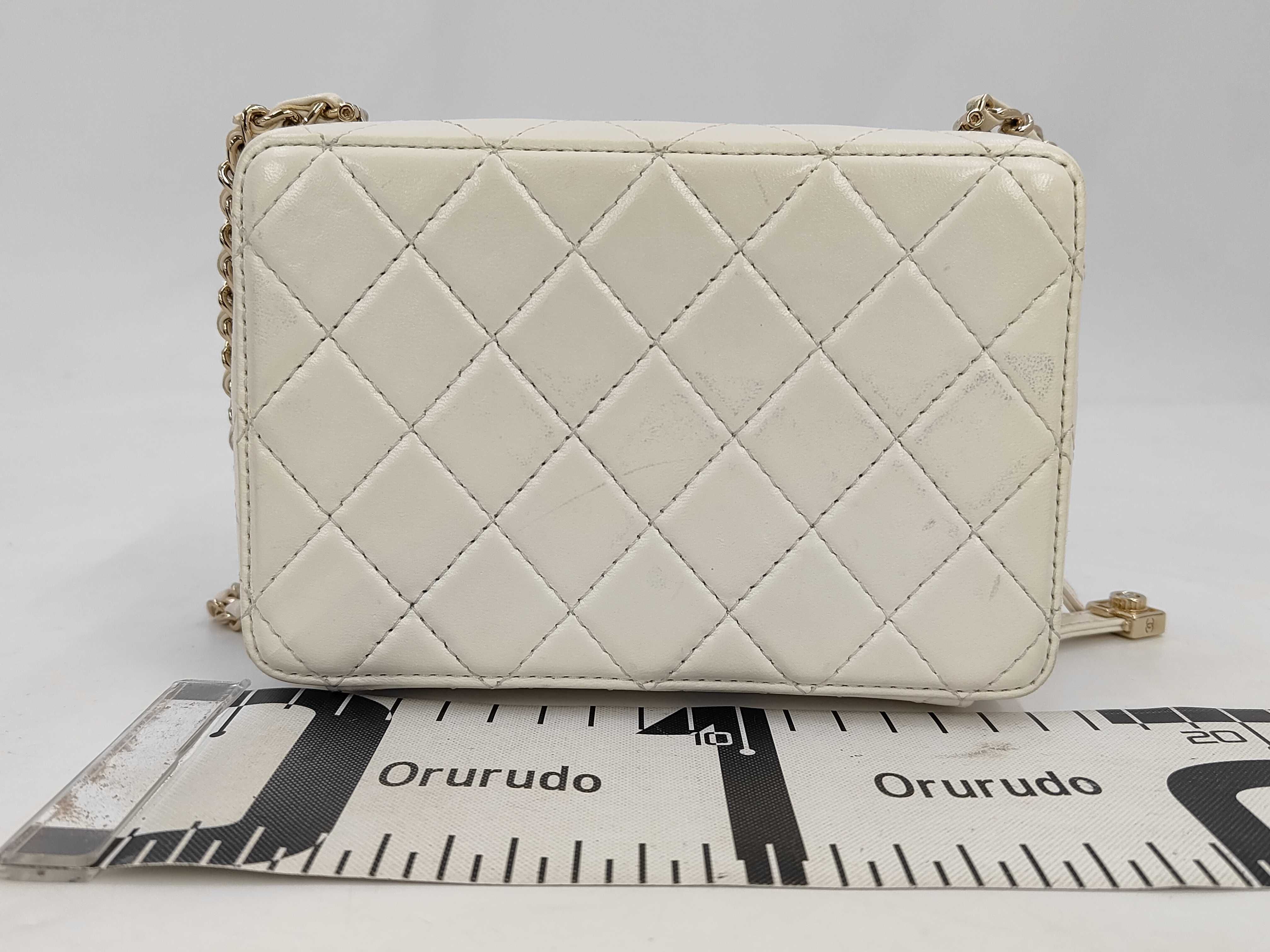 Lambskin Camera Bag AS4817 White with Serial Plate, Gold Hardware, Chain Shoulder Bag — view 2