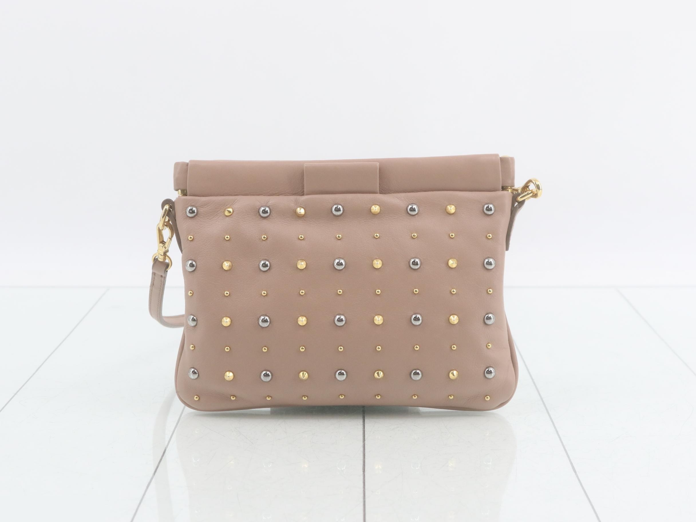 Shoulder bag, studded, pink leather — view 2