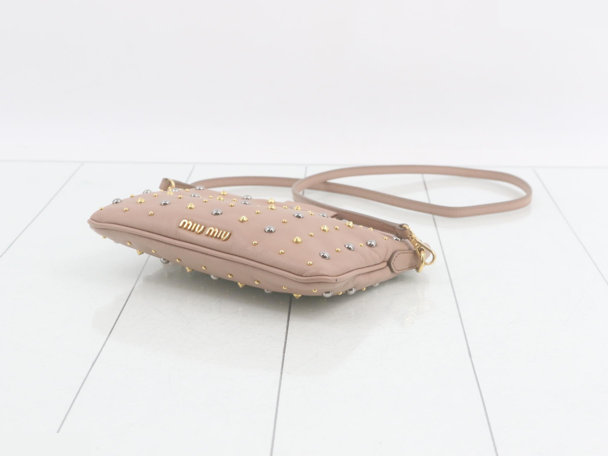 Shoulder bag, studded, pink leather — view 6