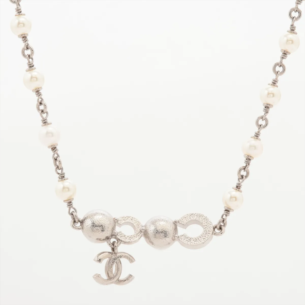 Cocomark I25S Necklace GP x Rhinestone x Fake Pearl Silver — view 2