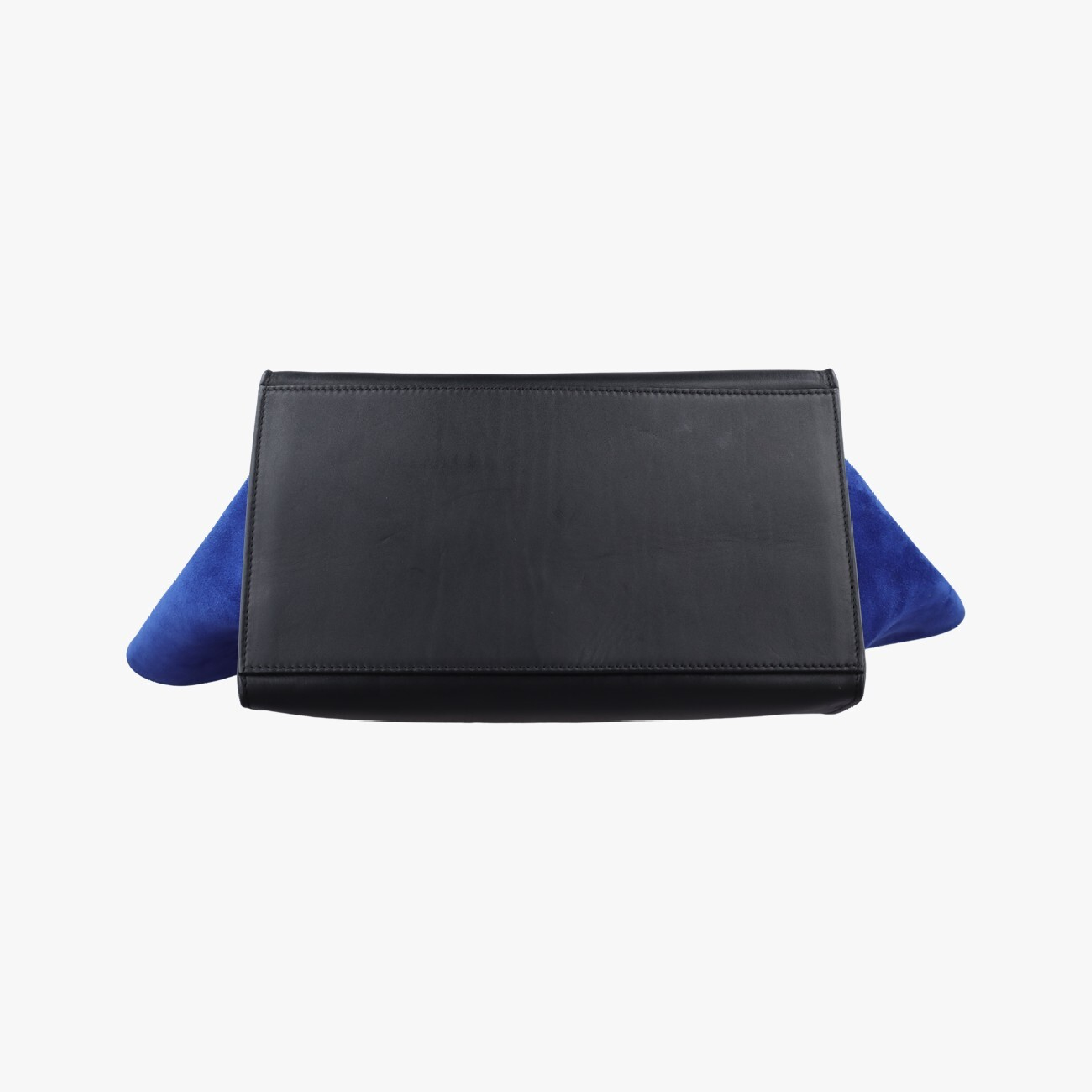 Trapeze Medium Handbag, Beige x Black x Blue, Suede x Leather, S-CU-0193 — view 3