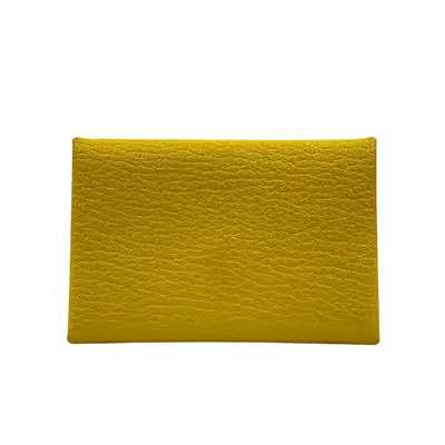 Calvi Verso Chevre Mysore Card Case, Yellow x Blue, Silver Hardware, B: 2023, Card Case