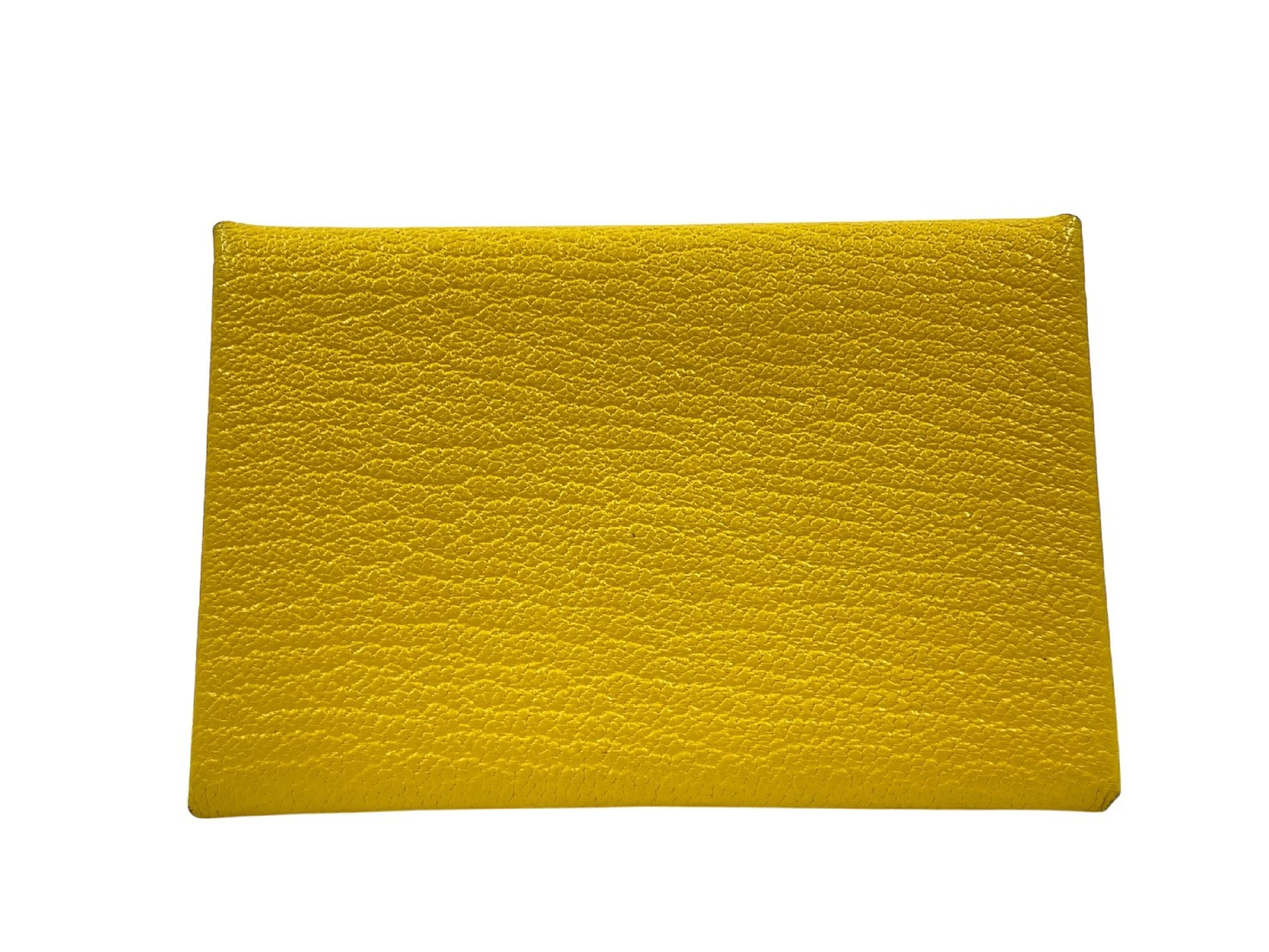 Calvi Verso Chevre Mysore Card Case, Yellow x Blue, Silver Hardware, B: 2023, Card Case — view 2