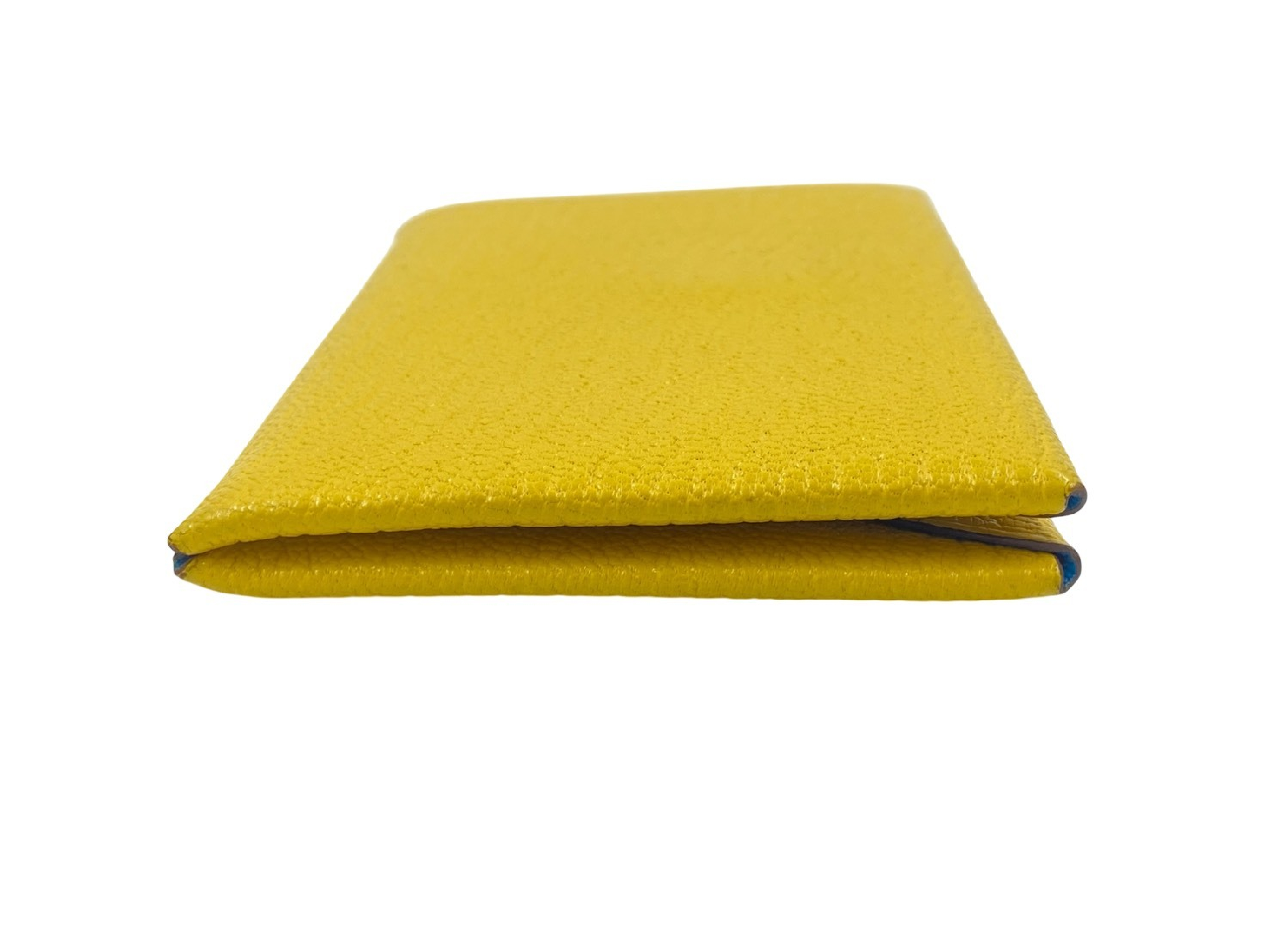 Calvi Verso Chevre Mysore Card Case, Yellow x Blue, Silver Hardware, B: 2023, Card Case — view 4