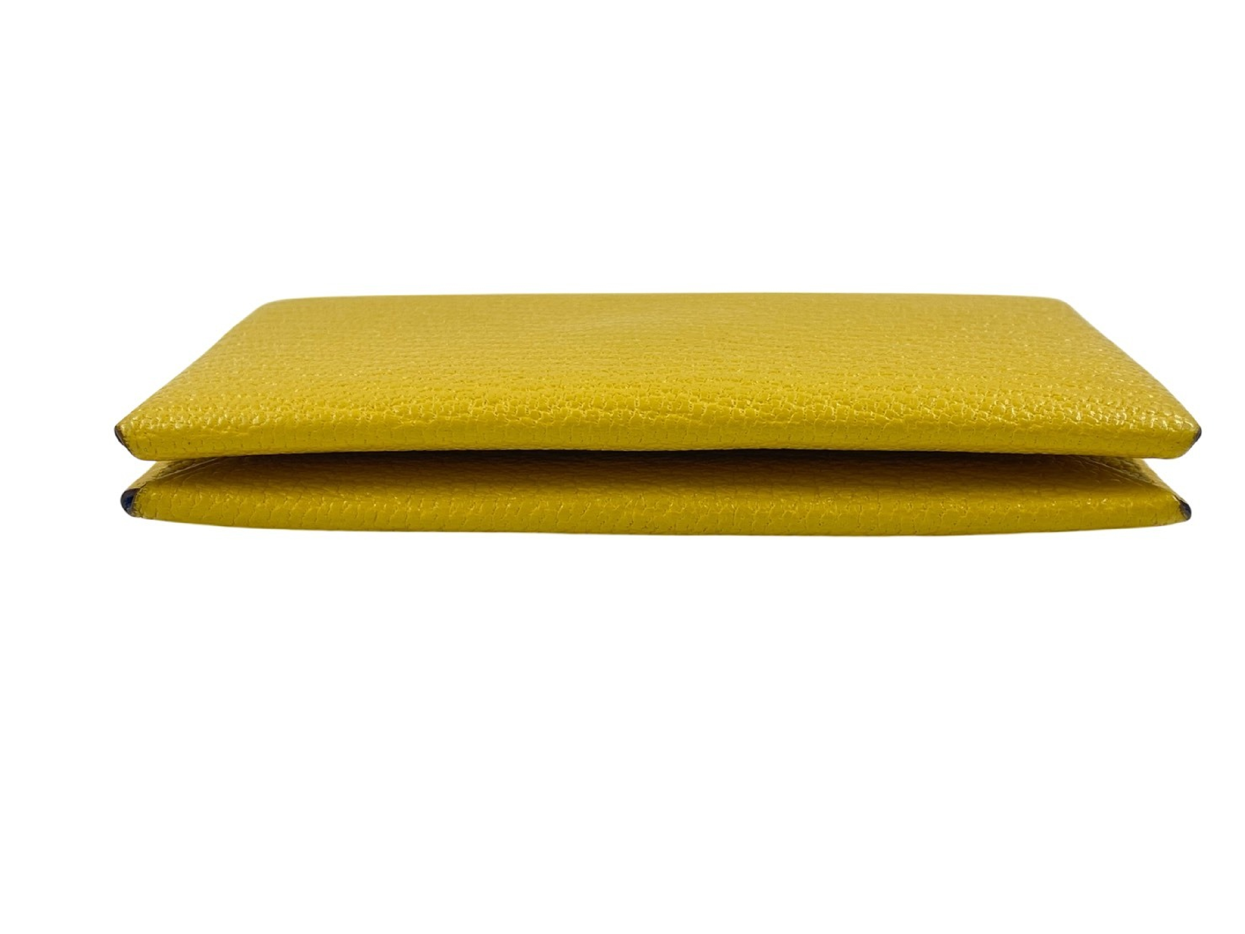 Calvi Verso Chevre Mysore Card Case, Yellow x Blue, Silver Hardware, B: 2023, Card Case — view 6