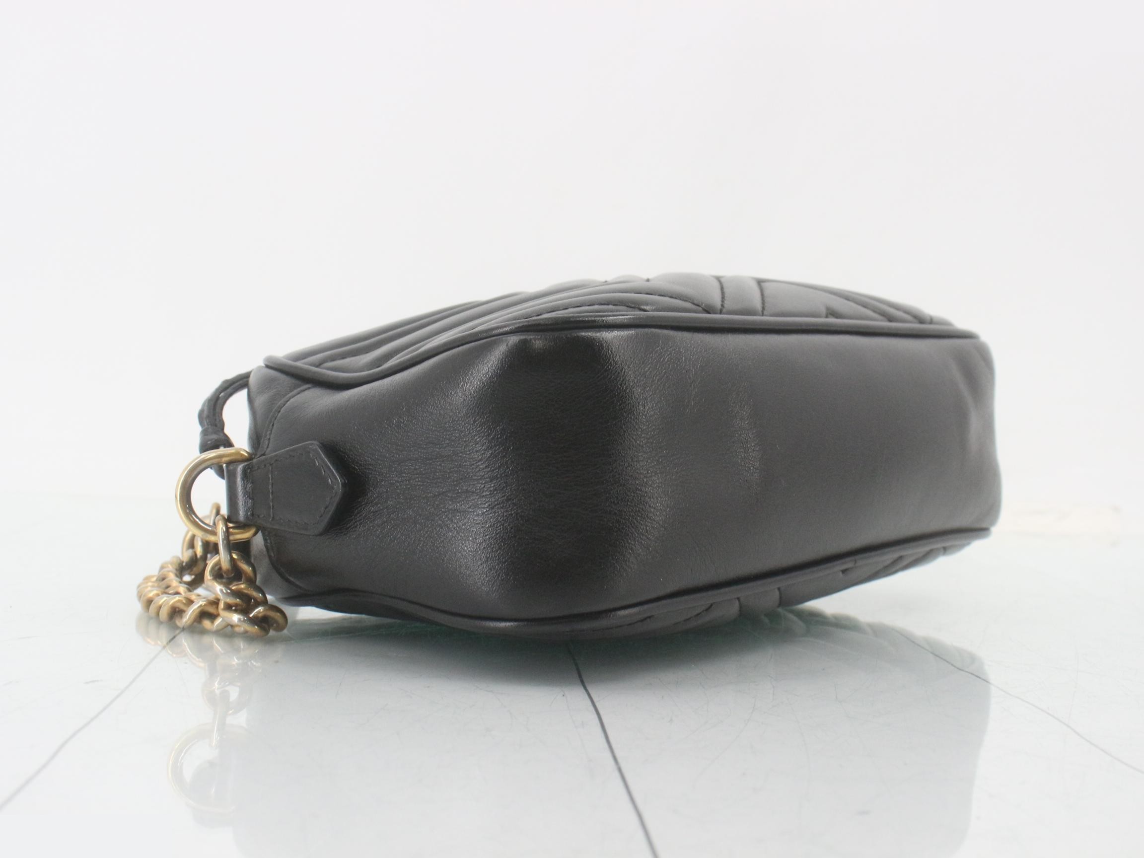 GG Marmont Leather V-Quilted Chain Shoulder Bag, Black — view 5