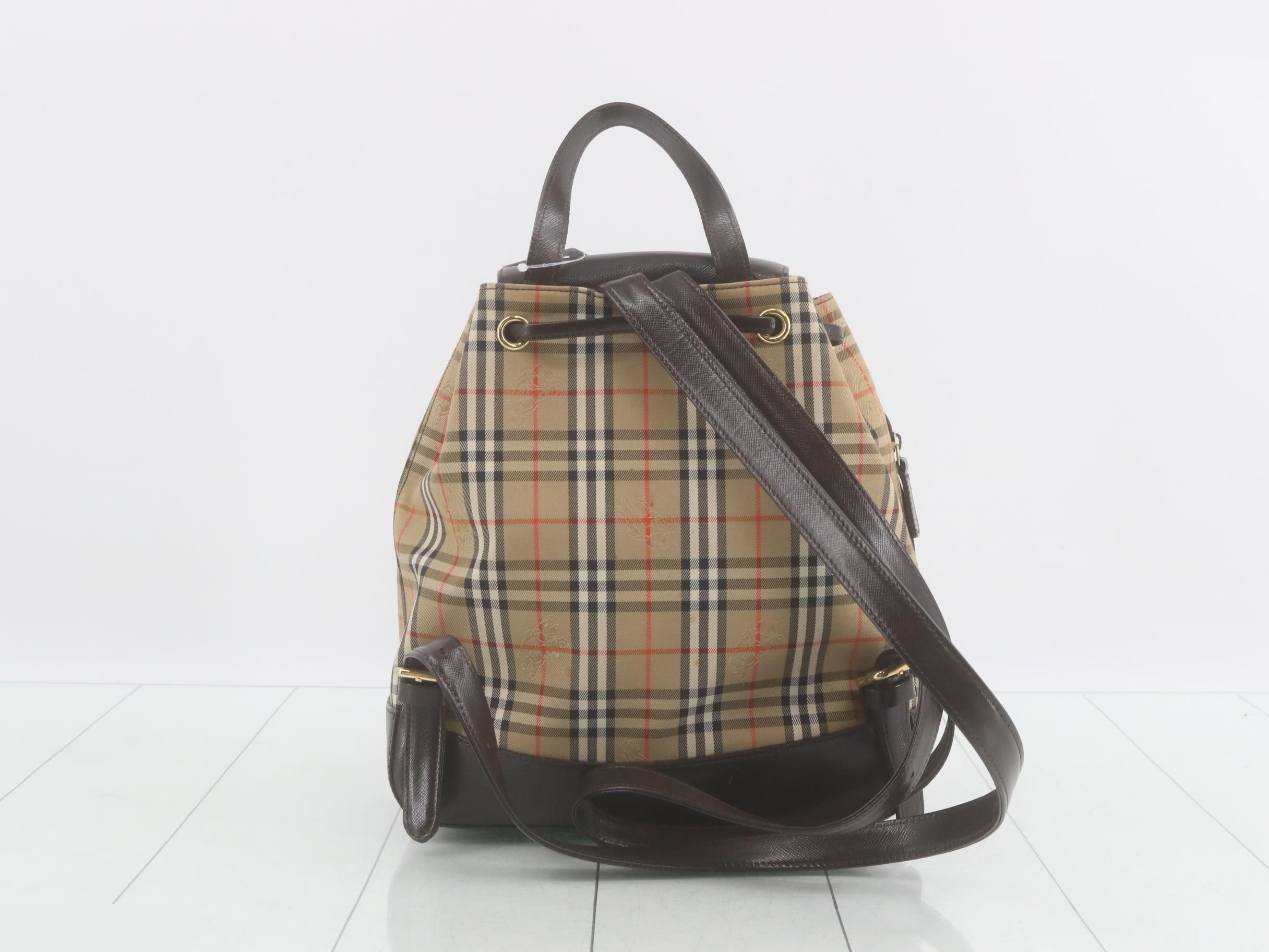 Nova Check Backpack, Brown/Beige, Nylon — view 2