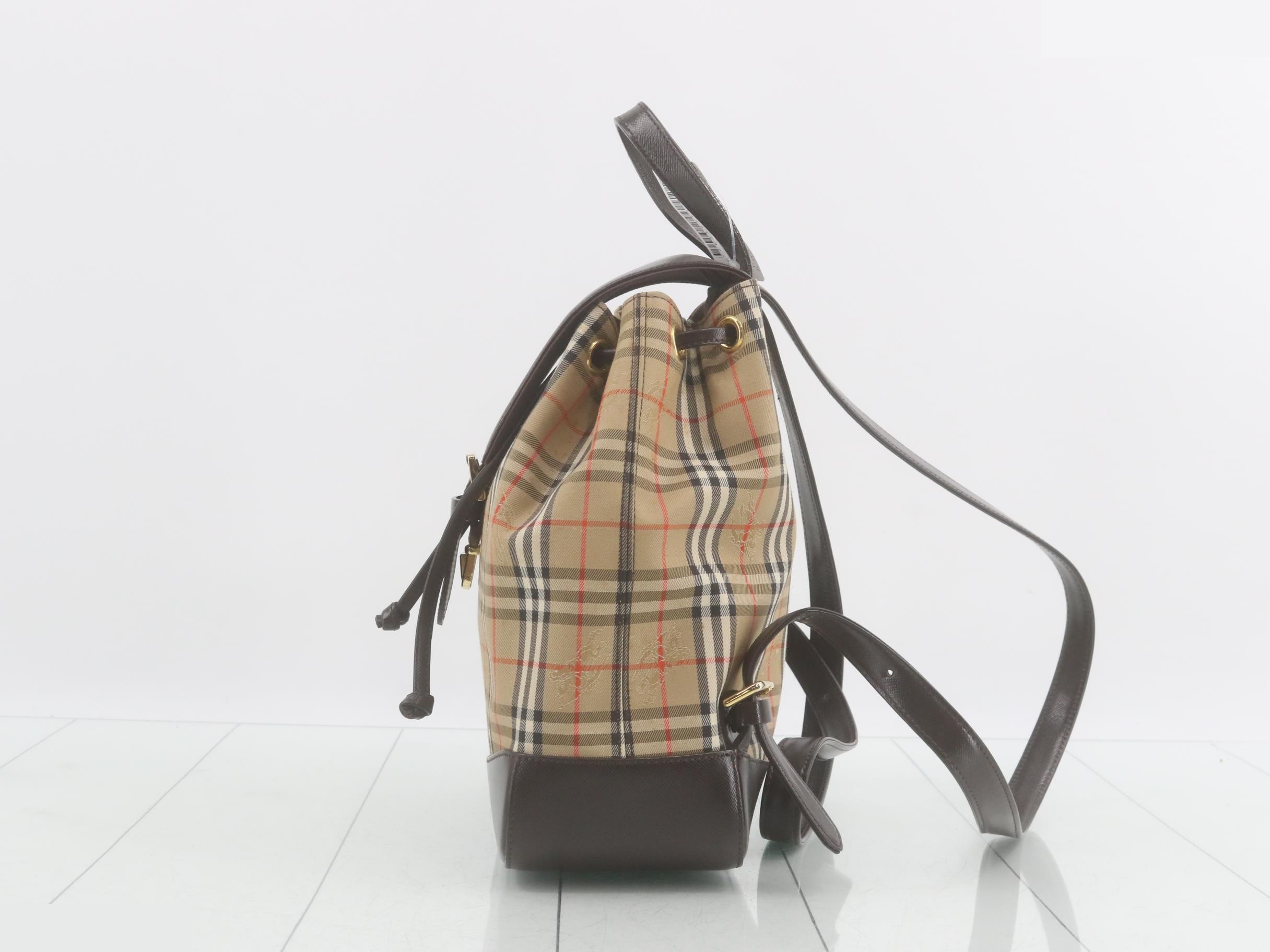 Nova Check Backpack, Brown/Beige, Nylon — view 3